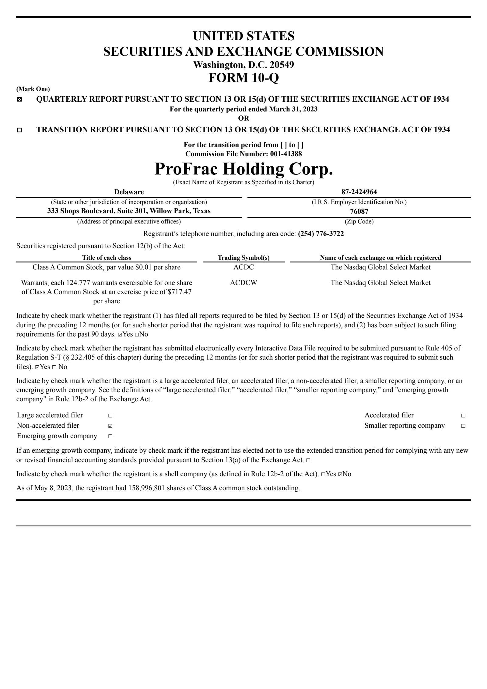 ProFrac's Q1 2023 Quarterly report