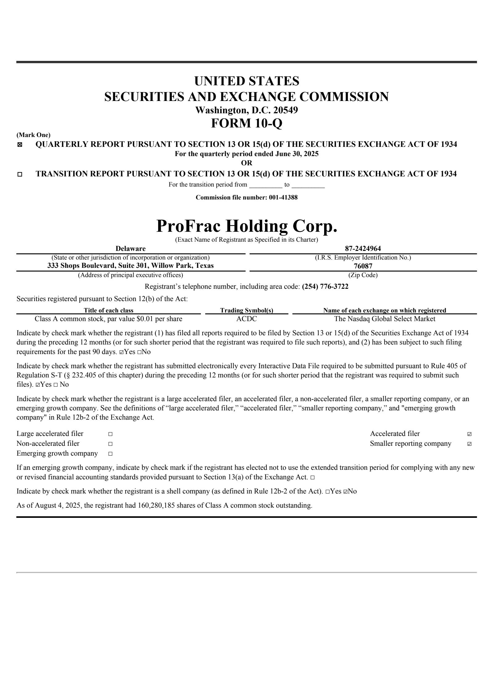 ProFrac's Q2 2025 Quarterly report