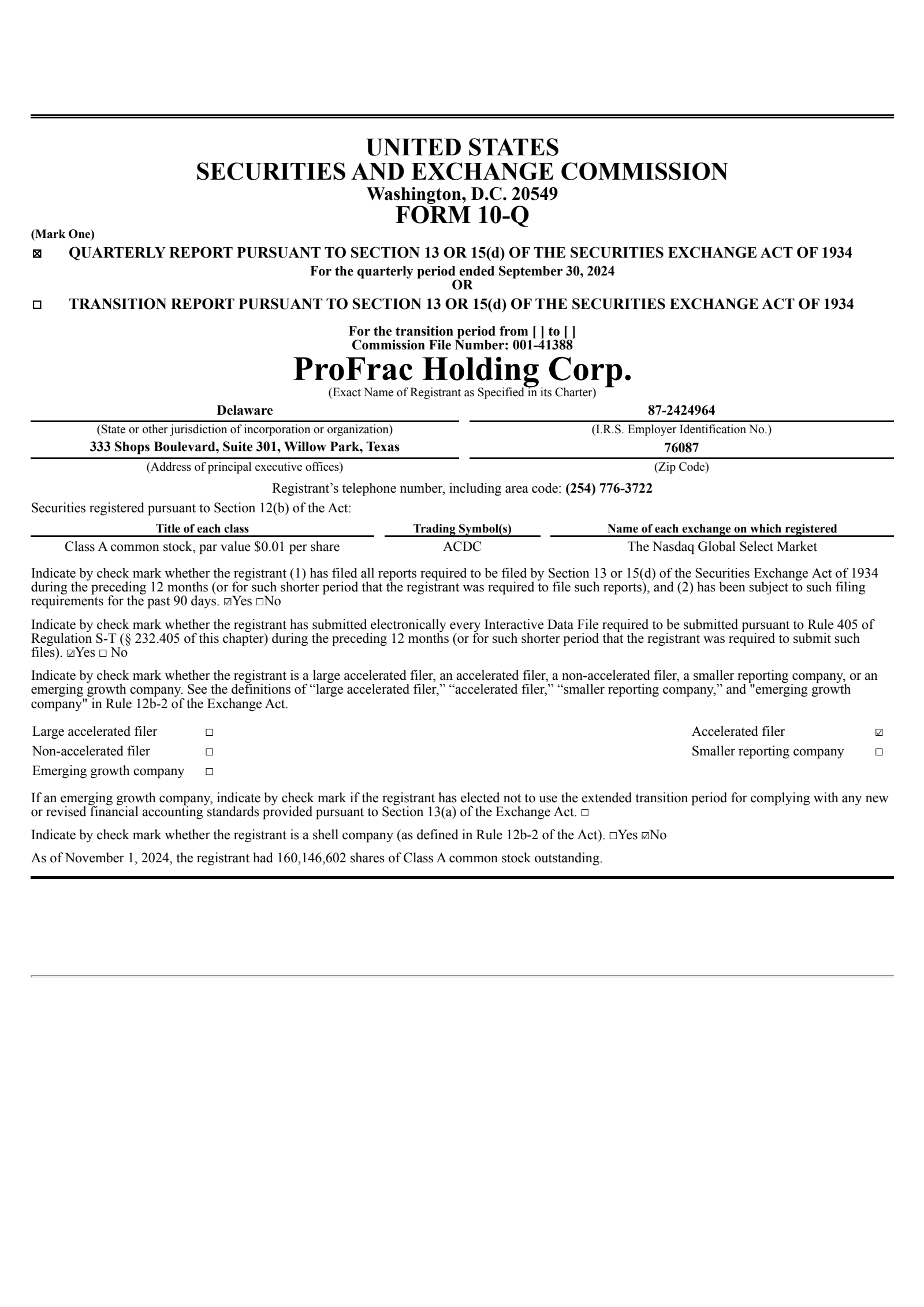 ProFrac's Q3 2024 Quarterly report