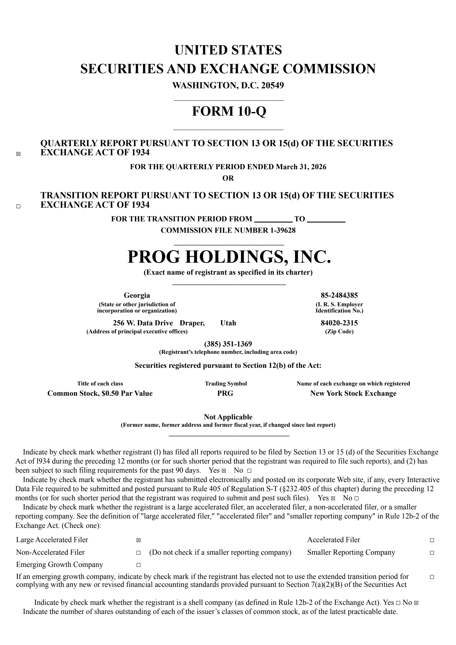 PROG's Q1 2026 Quarterly report