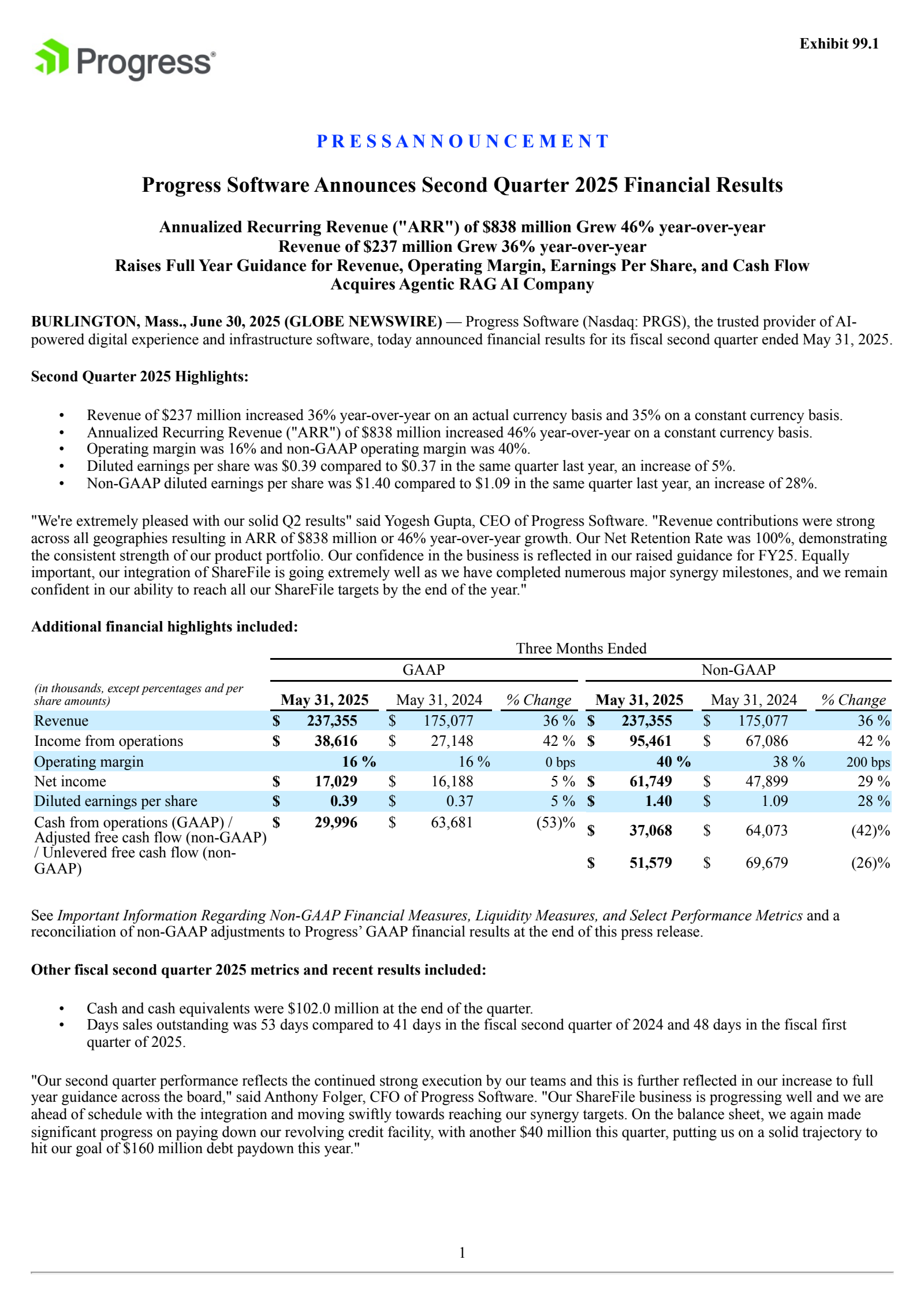 PRGS Q2 2025 Earnings Report on 6/30/2025
