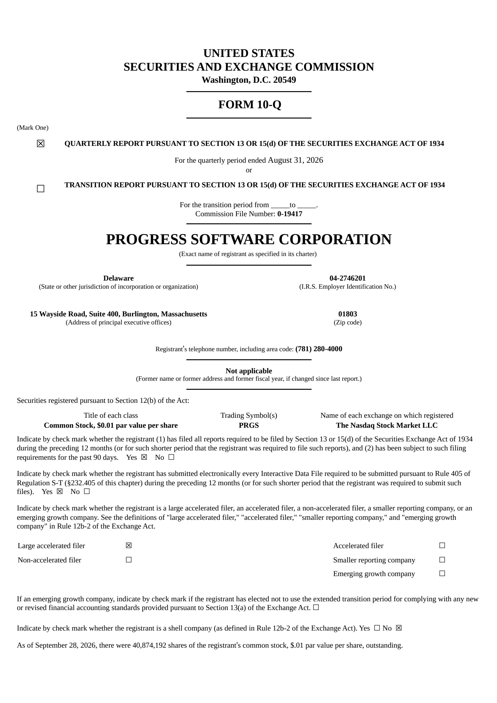 Progress Software's Q3 2026 Quarterly report