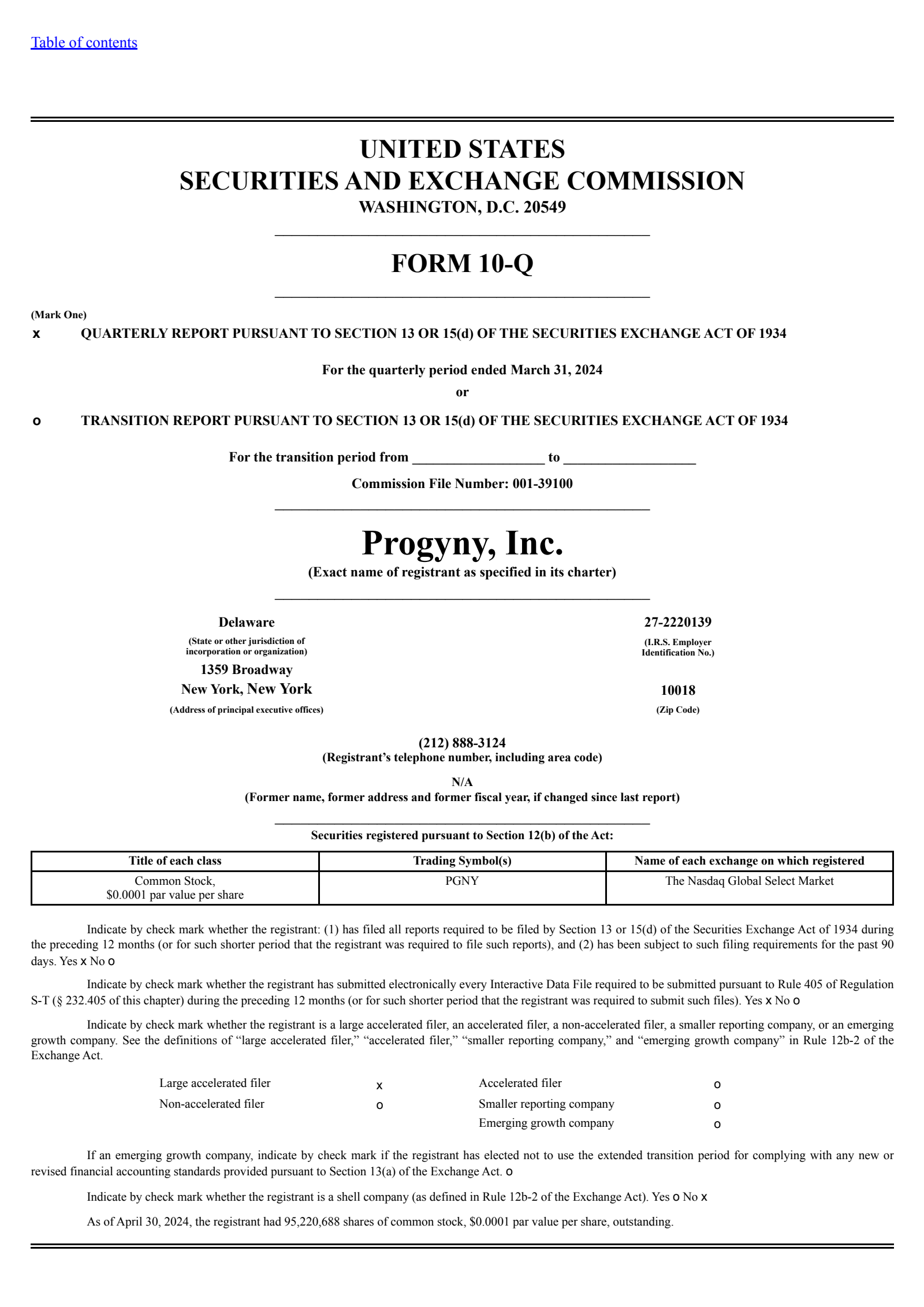 Progyny's Q1 2024 Quarterly report