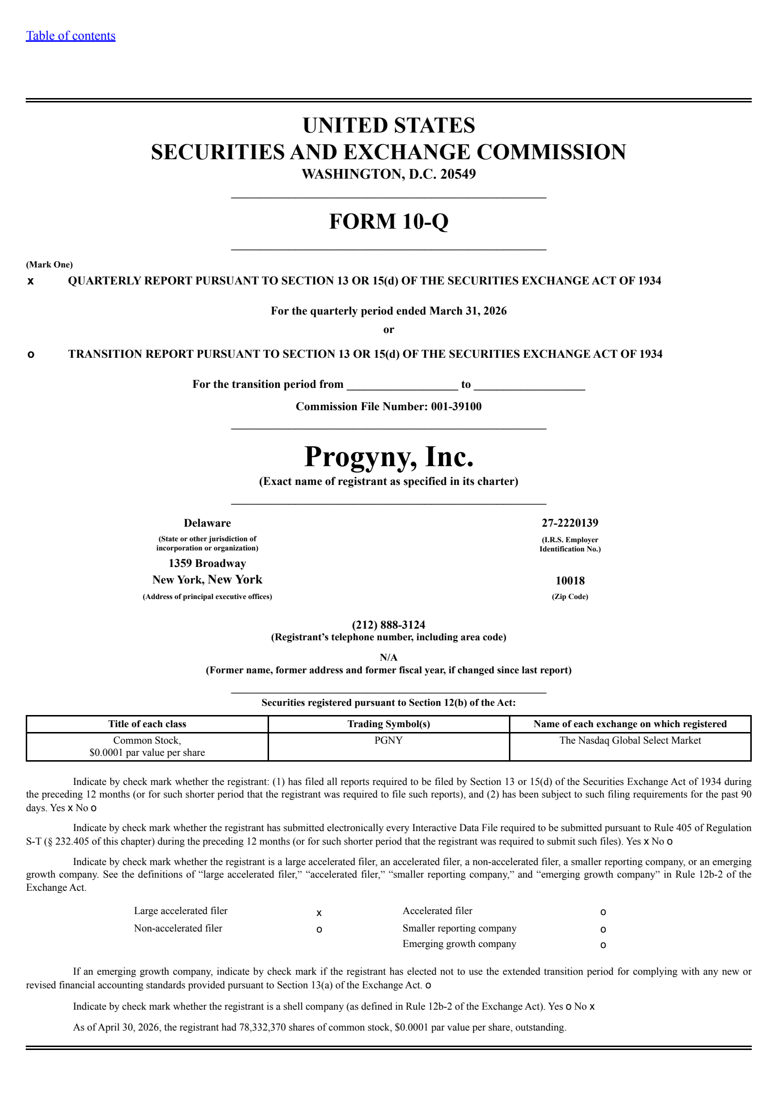 Progyny's Q1 2026 Quarterly report