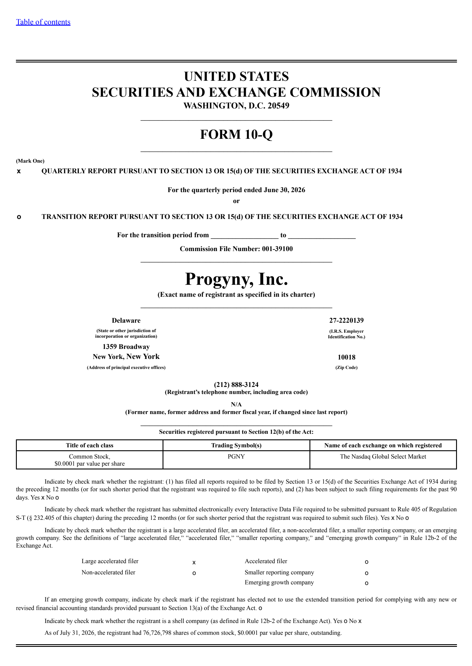 Progyny's Q2 2026 Quarterly report
