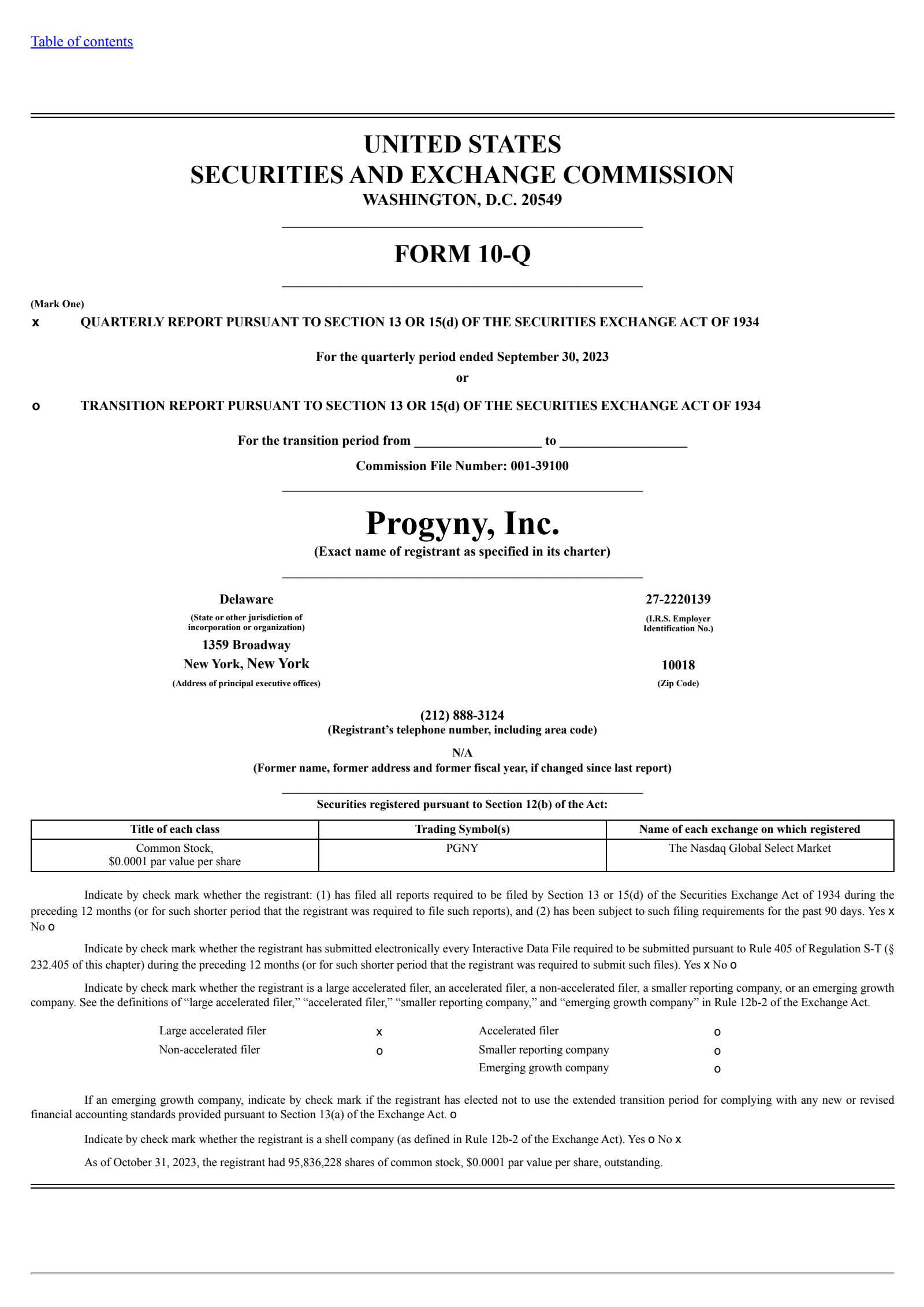 Progyny's Q3 2023 Quarterly report