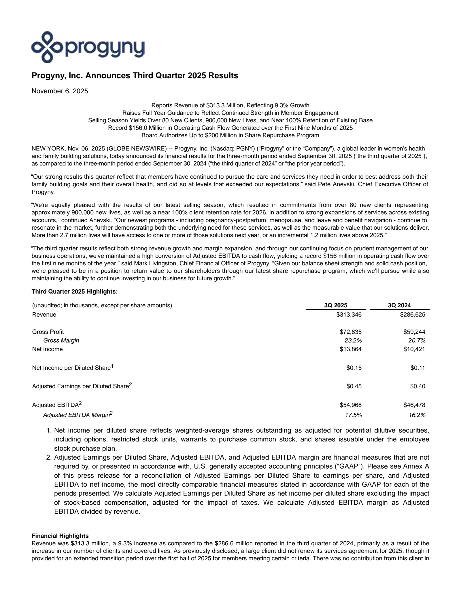 Progyny's Q3 2025 Earnings Release
