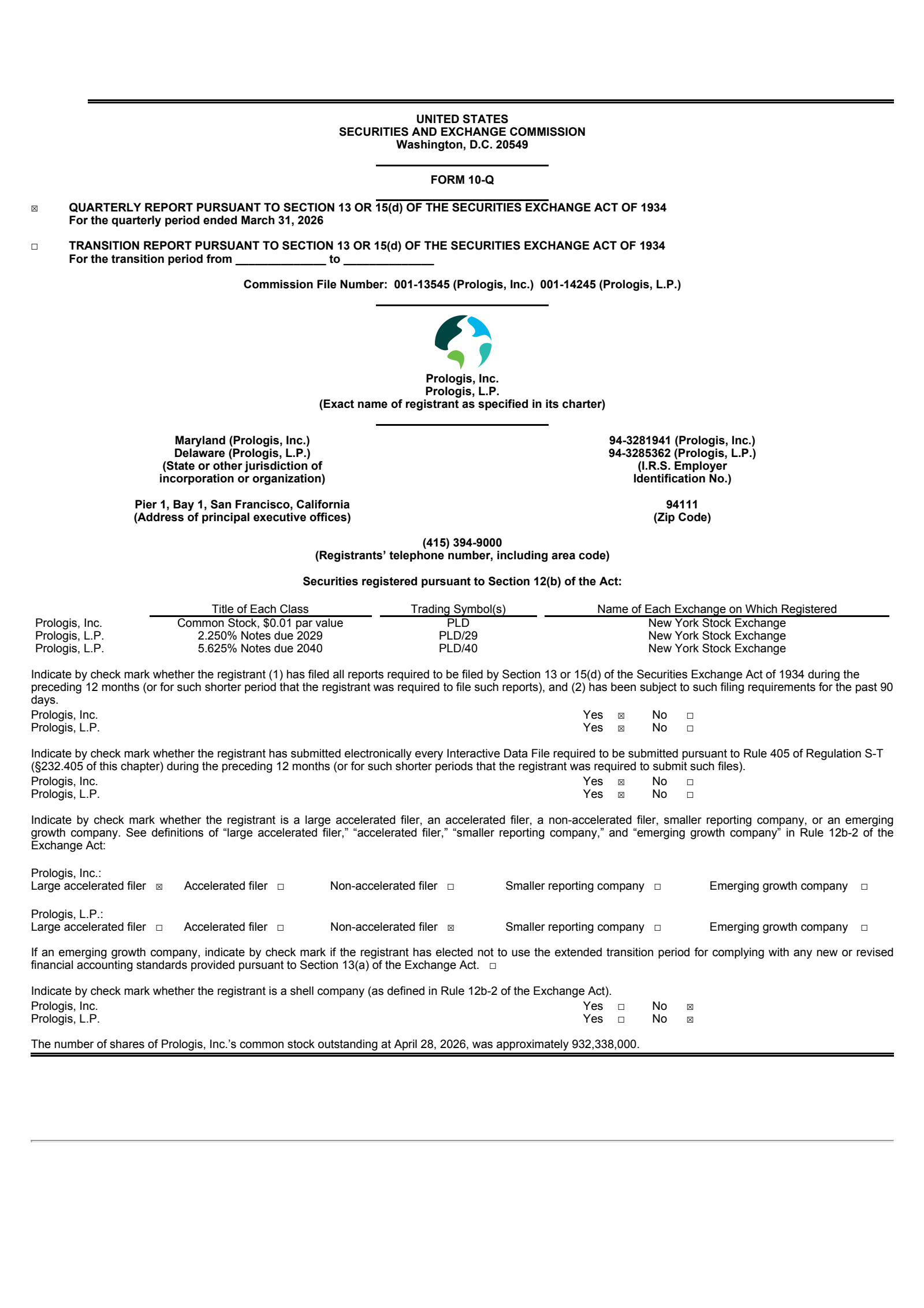 Prologis' Q1 2026 Quarterly report