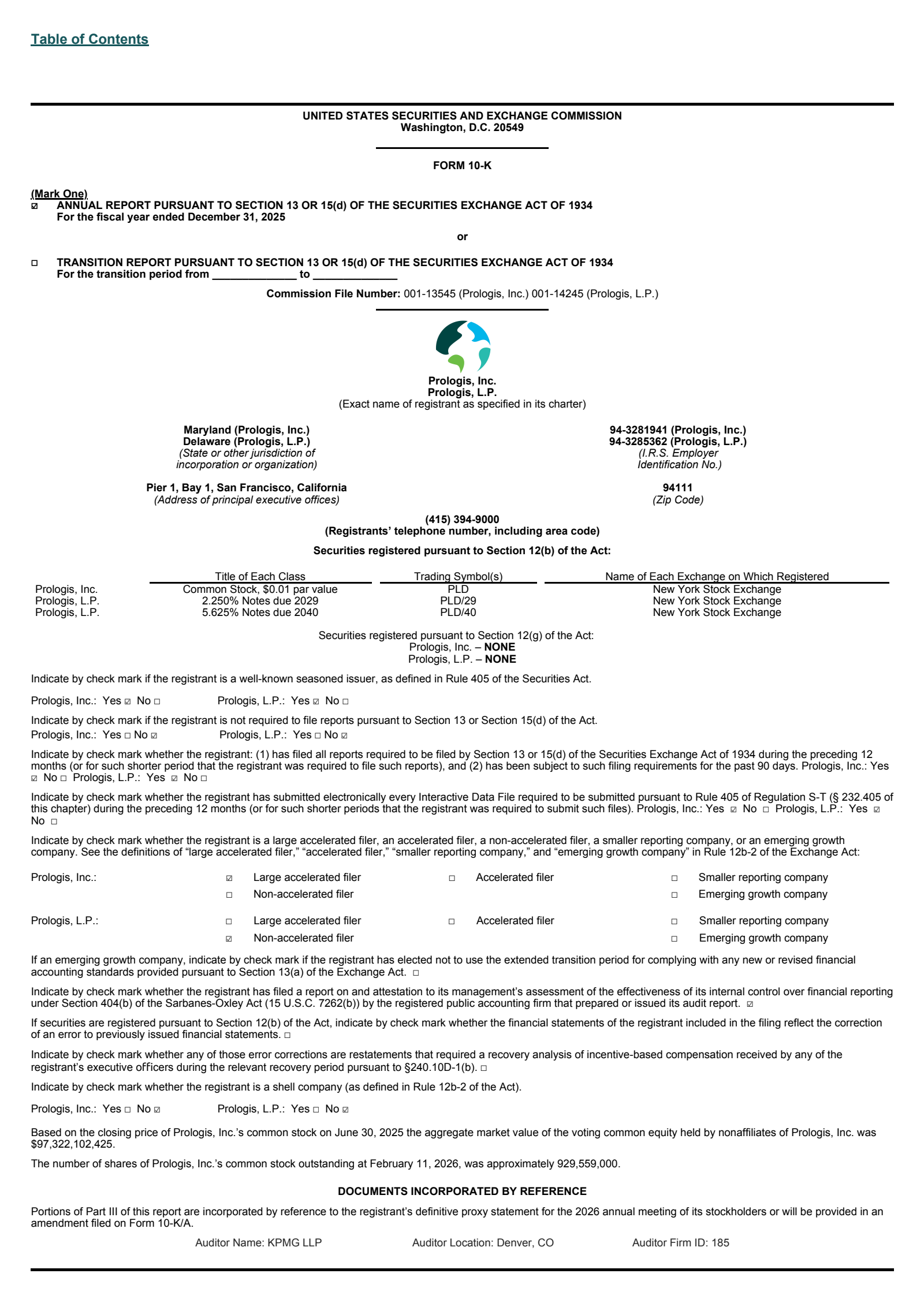 Prologis' Q4 2025 Annual report