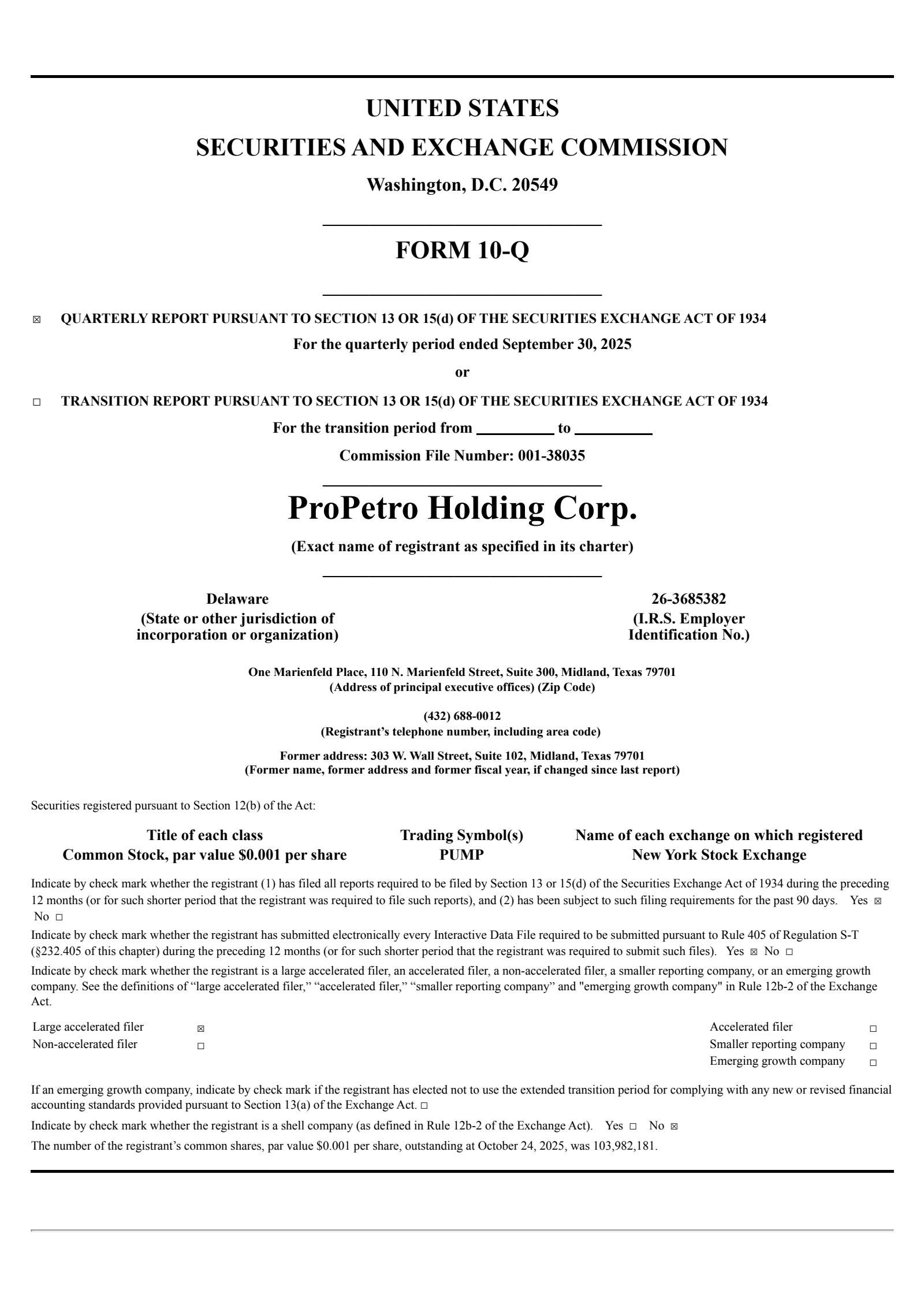 ProPetro's Q3 2025 Quarterly Report