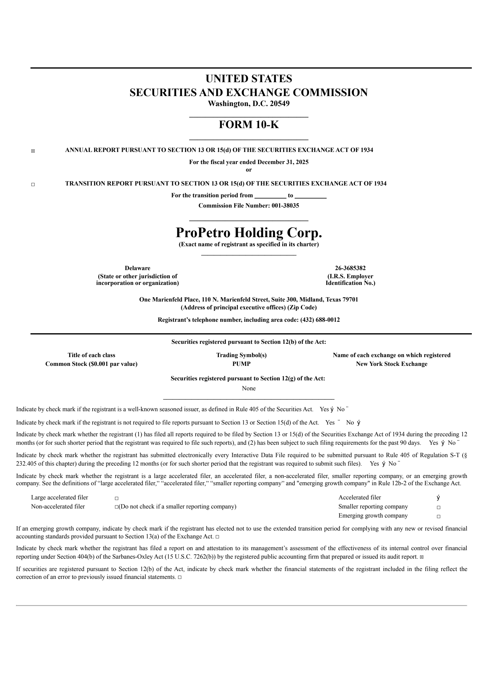 ProPetro's Q4 2025 Annual report