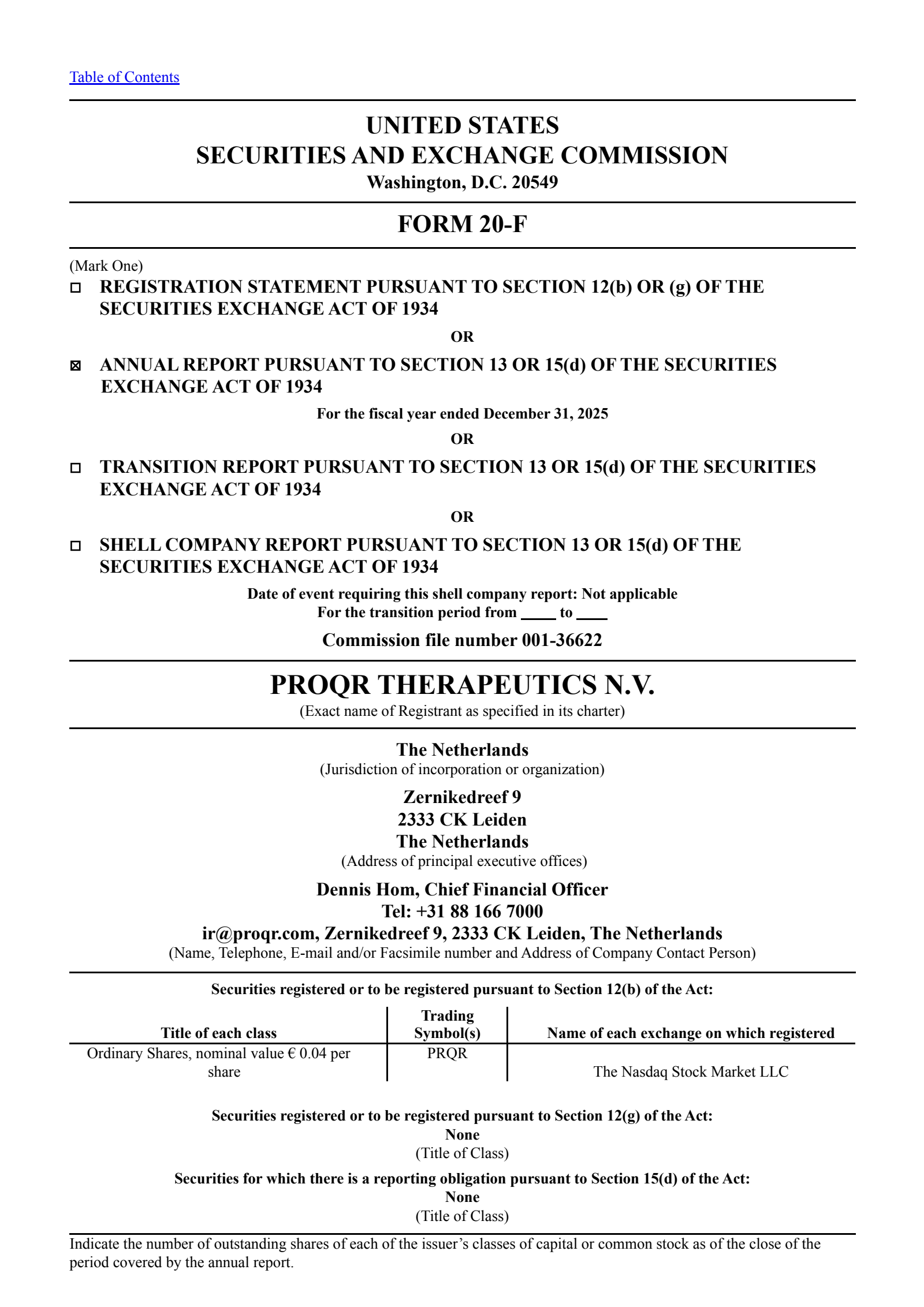 ProQR Therapeutics' Q4 2025 Annual report