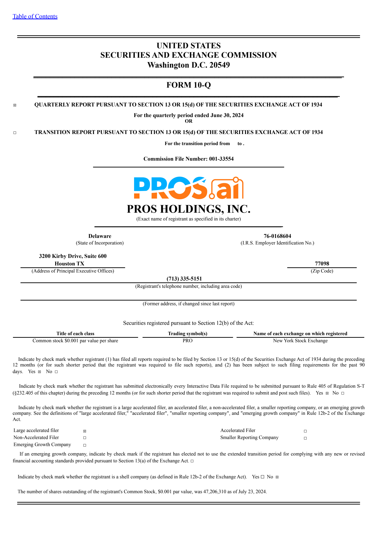 PROS's Q2 2024 Quarterly report
