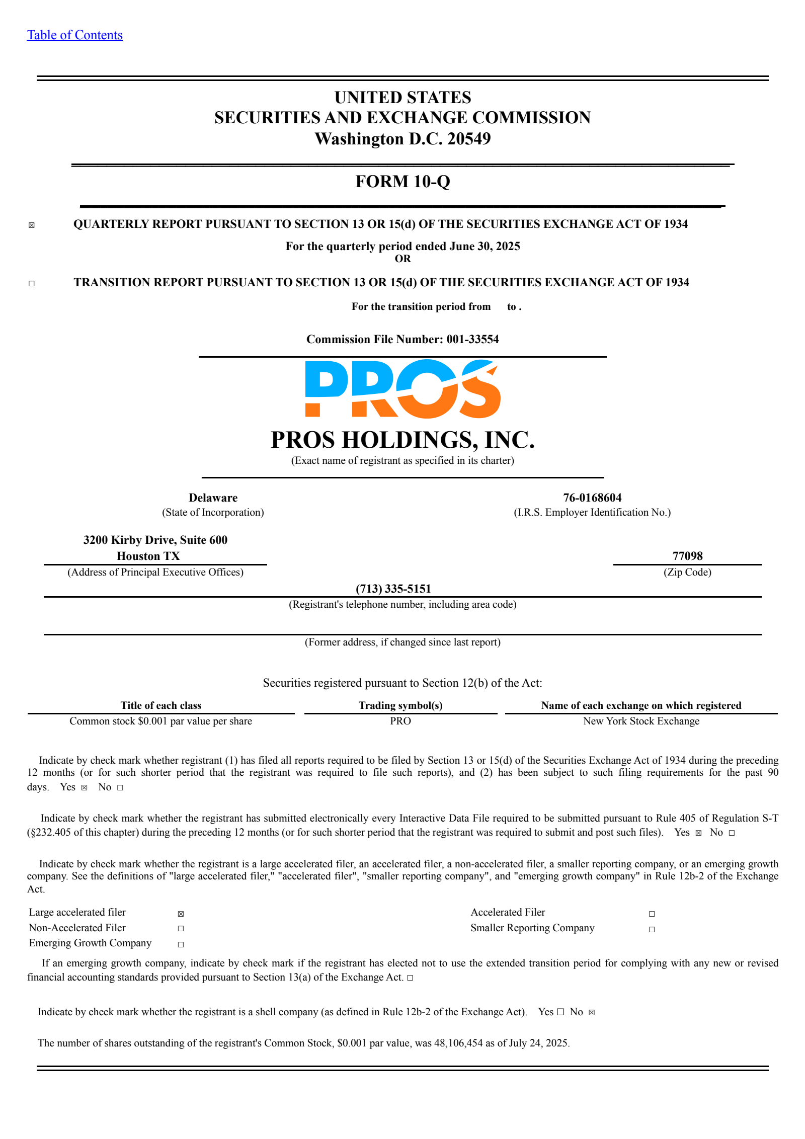 PROS's Q2 2025 Quarterly report