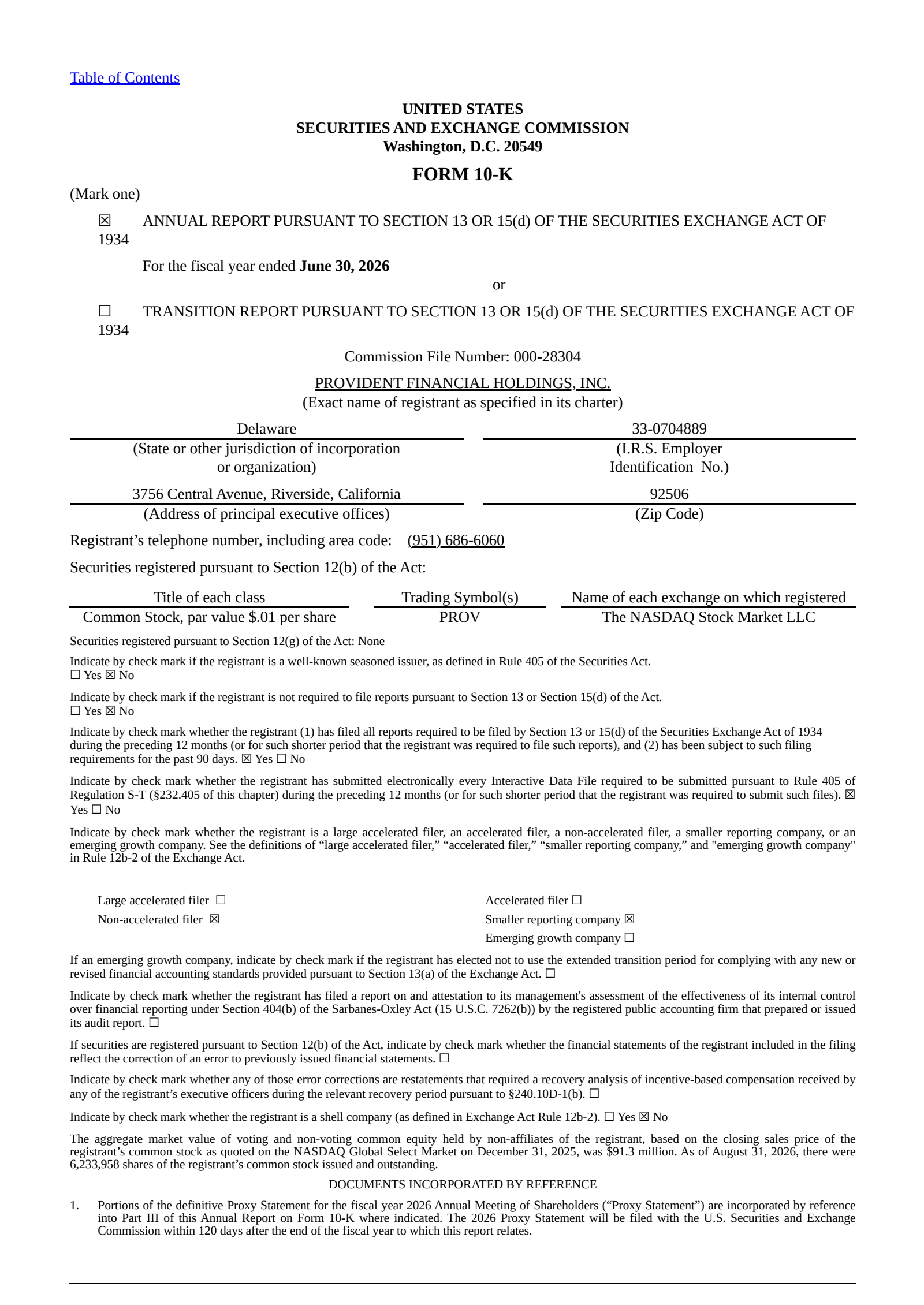 Provident Financial's Q4 2026 Annual report