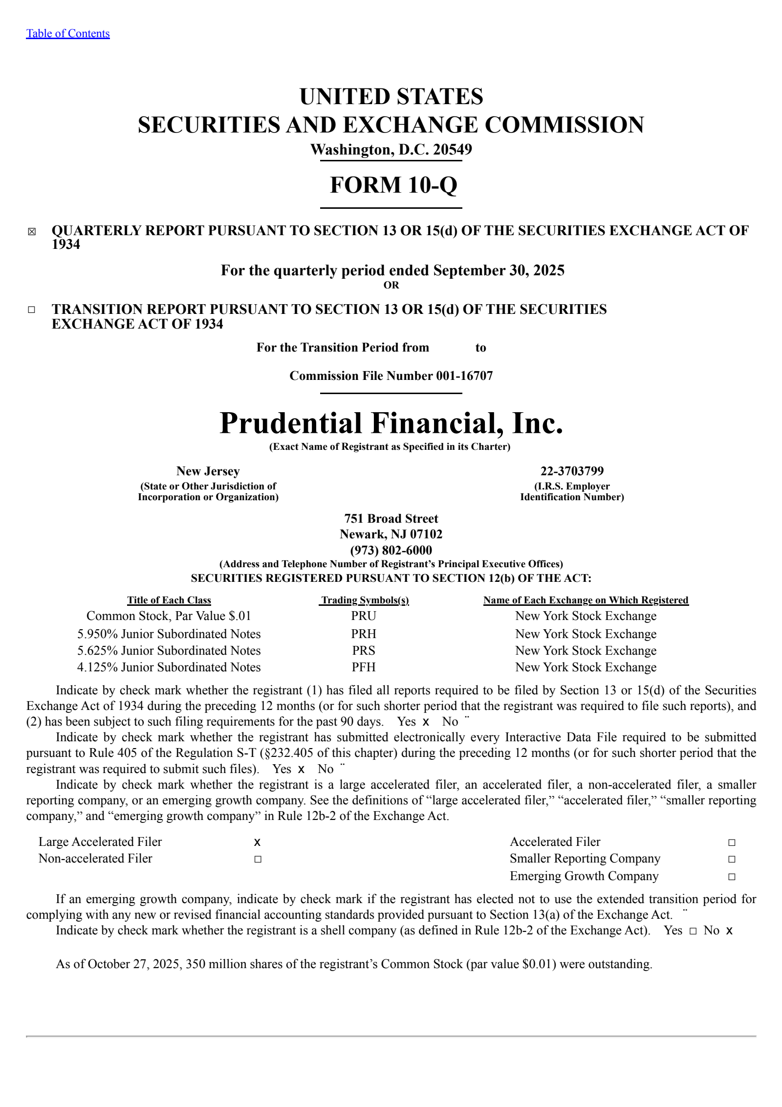 Prudential Financial's Q3 2025 Quarterly Report