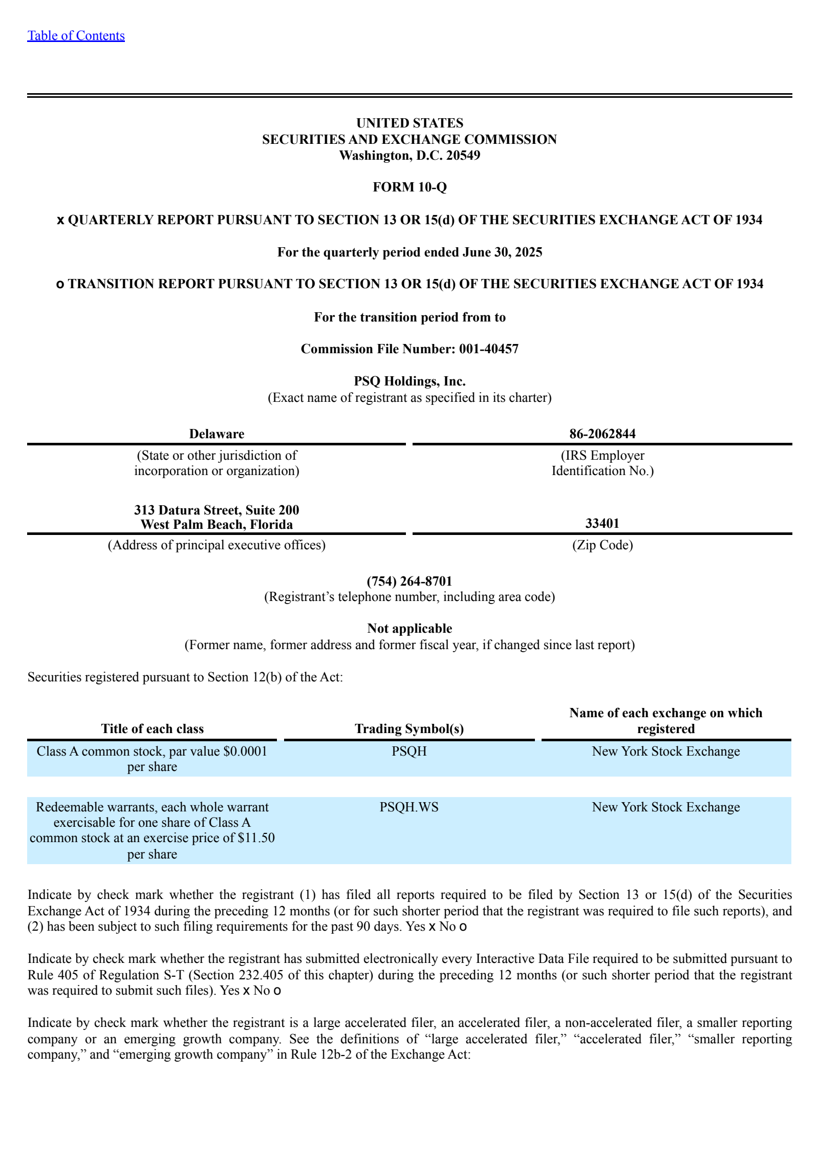 PSQ's Q2 2025 Quarterly report