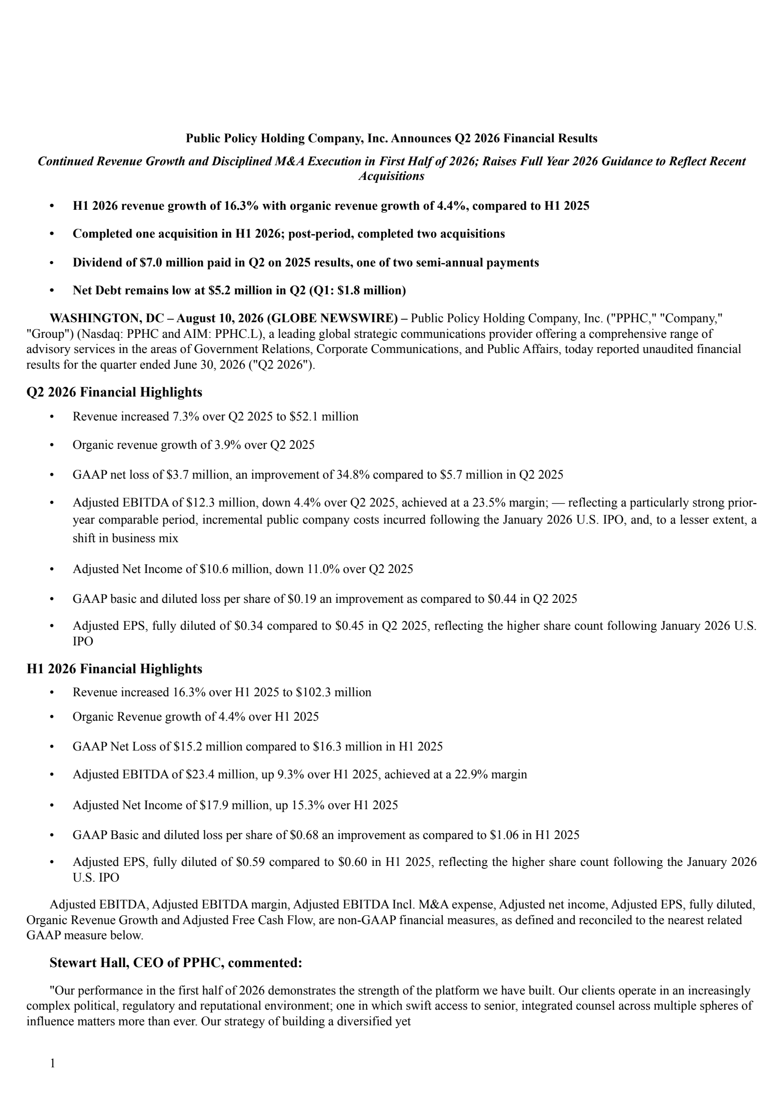 Public Policy's Q2 2026 Press Release