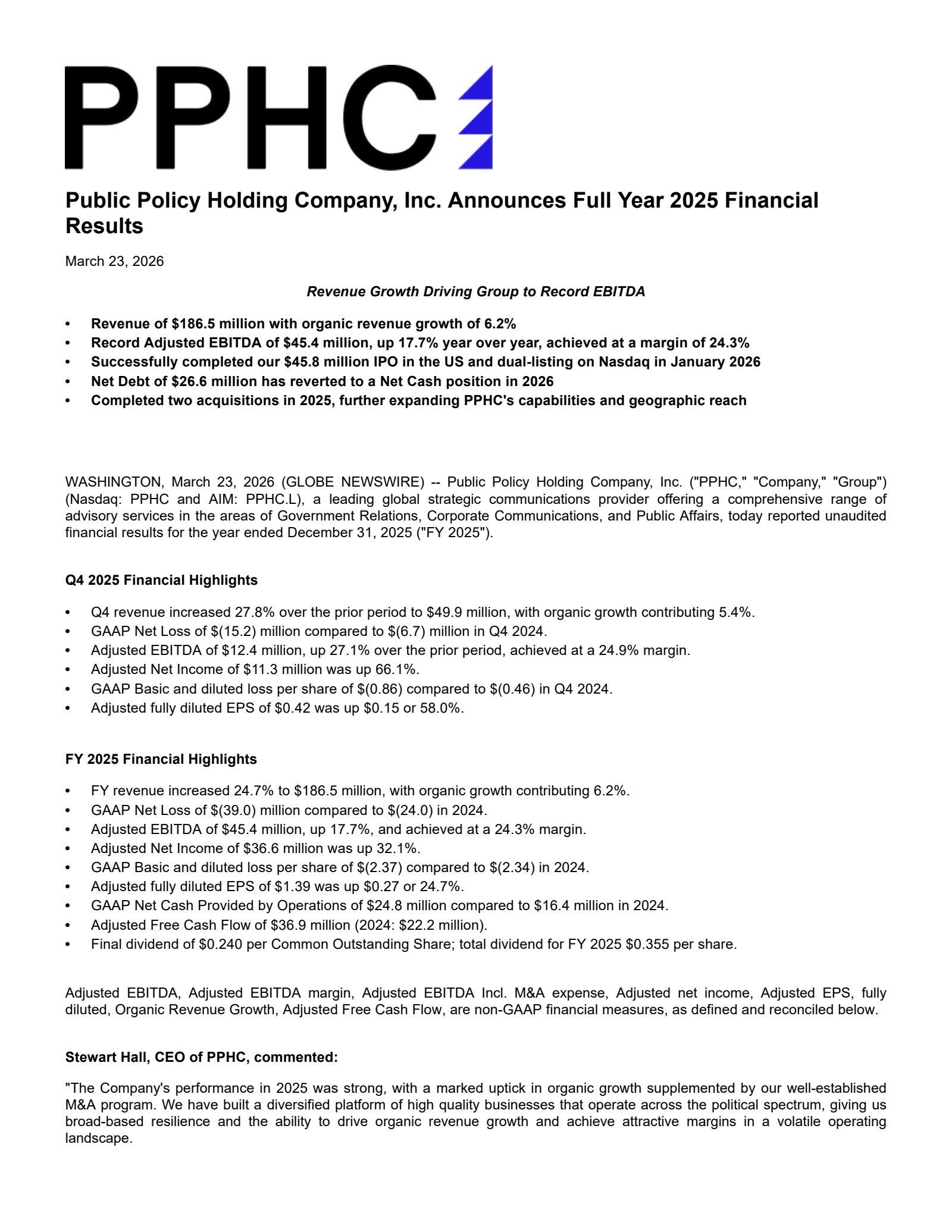 Public Policy's Q4 2025 Press Release