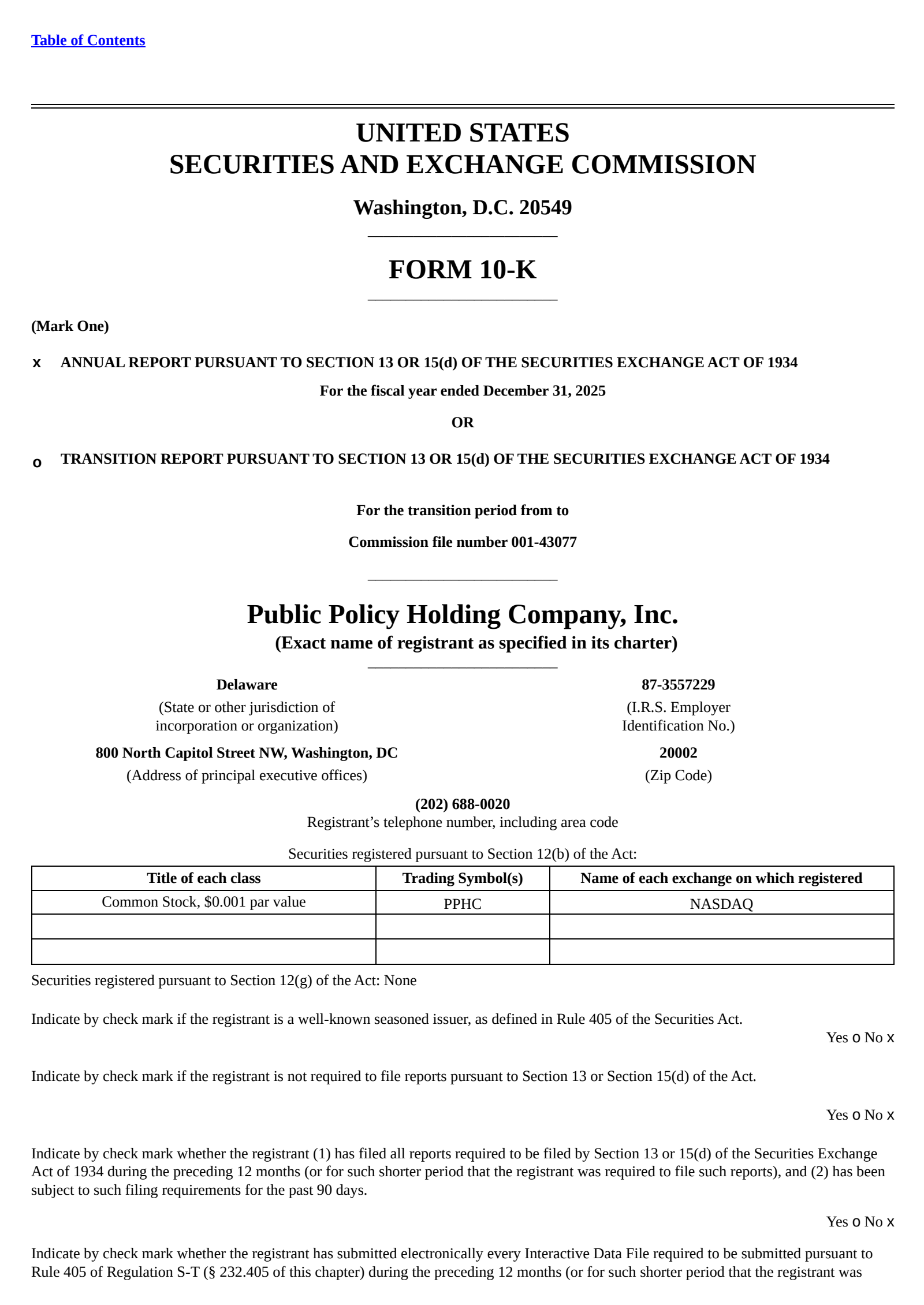 Public Policy's Q4 2025 Annual report