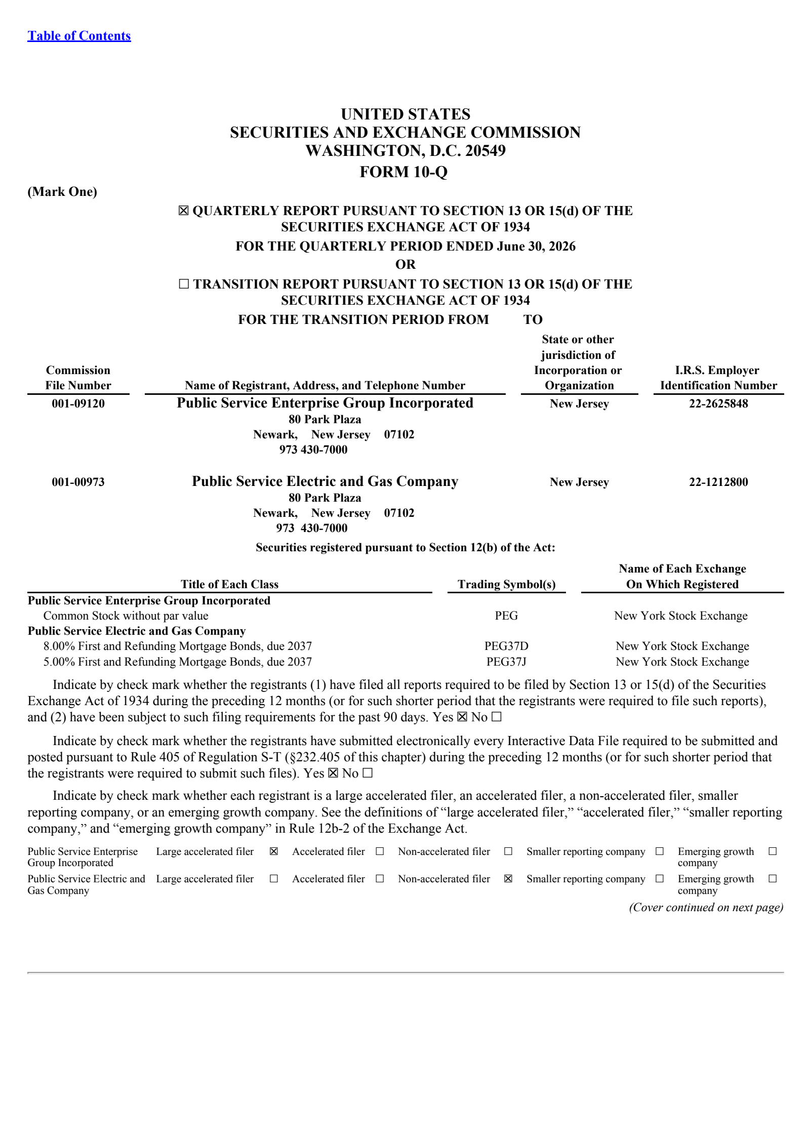 Public Service Enterprise Group's Q2 2026 Quarterly report