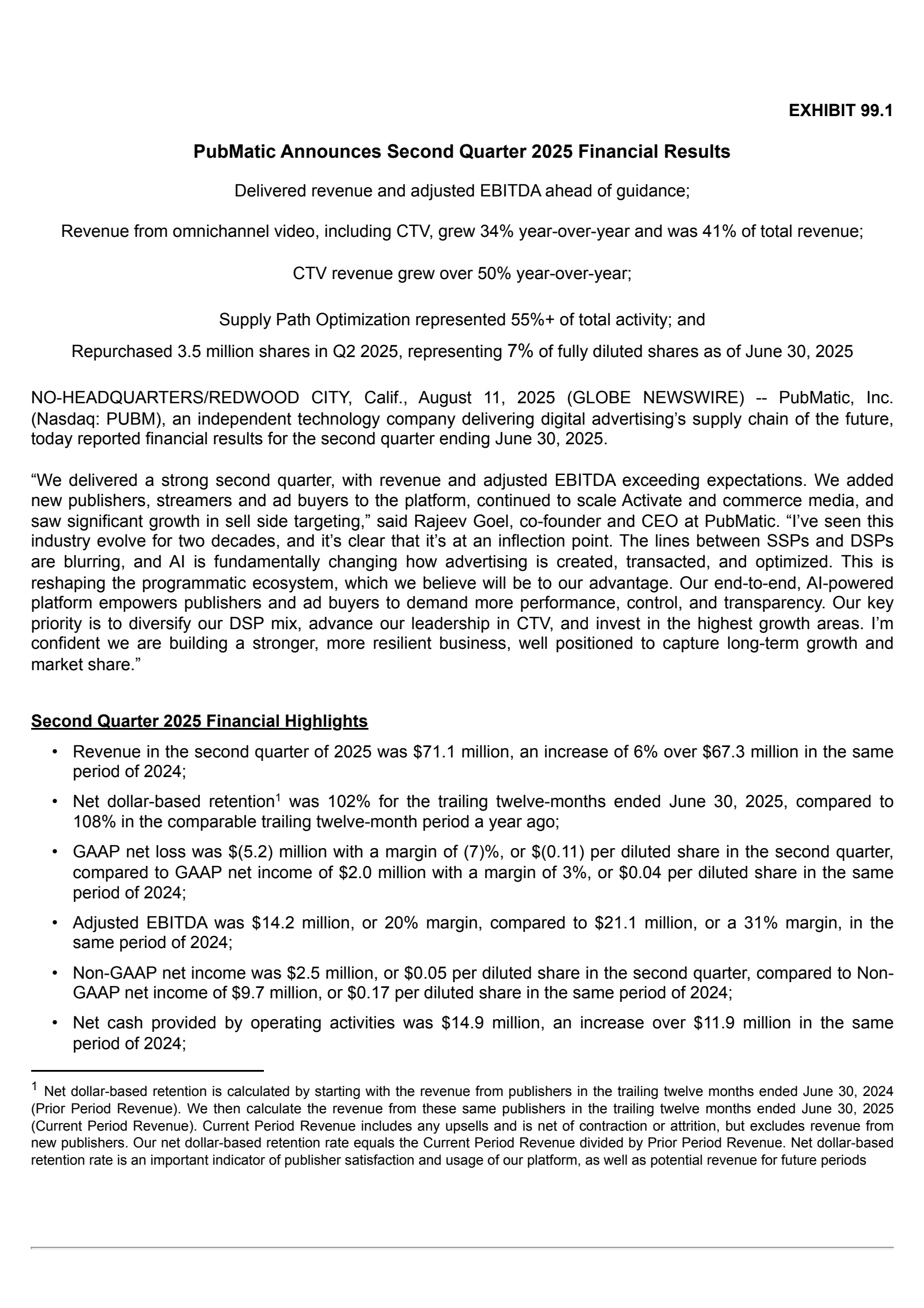 PubMatic's Q2 2025 Press Release