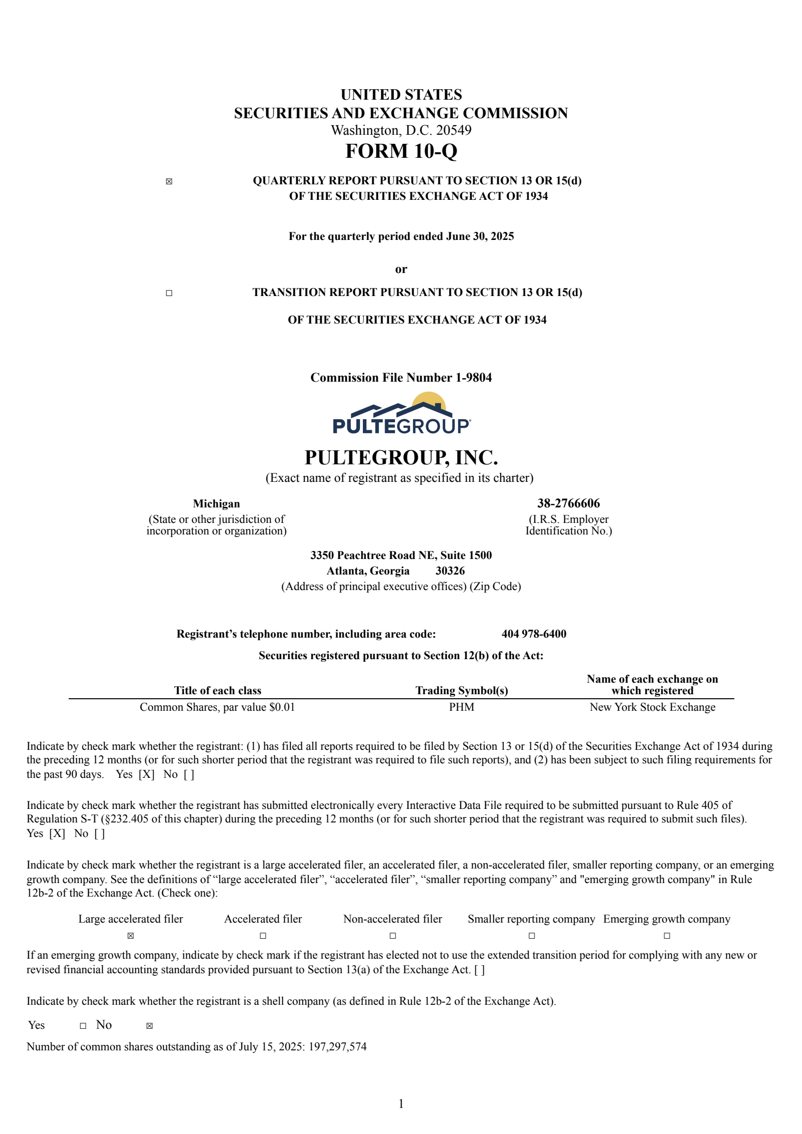 PulteGroup's Q2 2025 Quarterly report