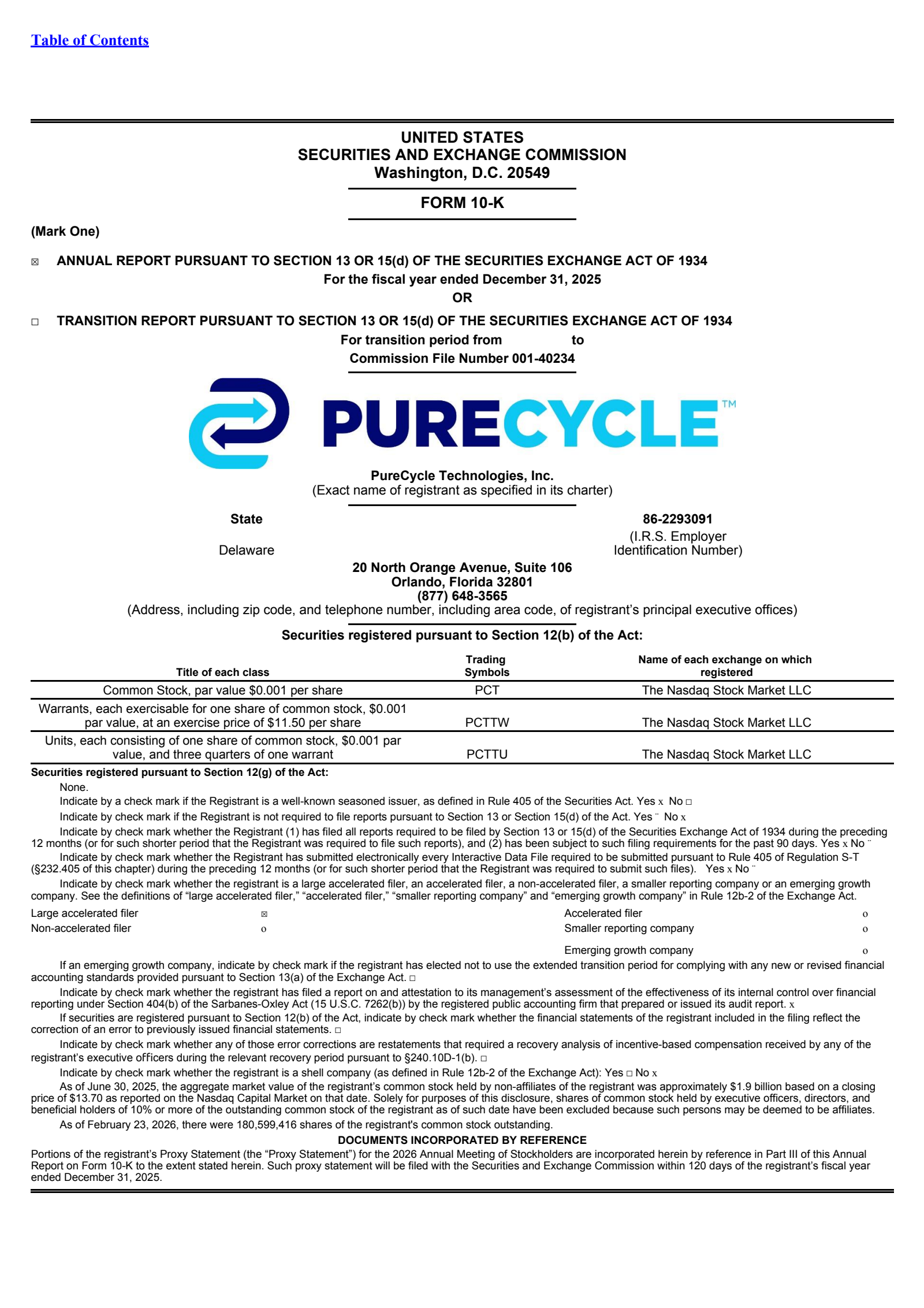 PureCycle Technologies' Q4 2025 Annual report