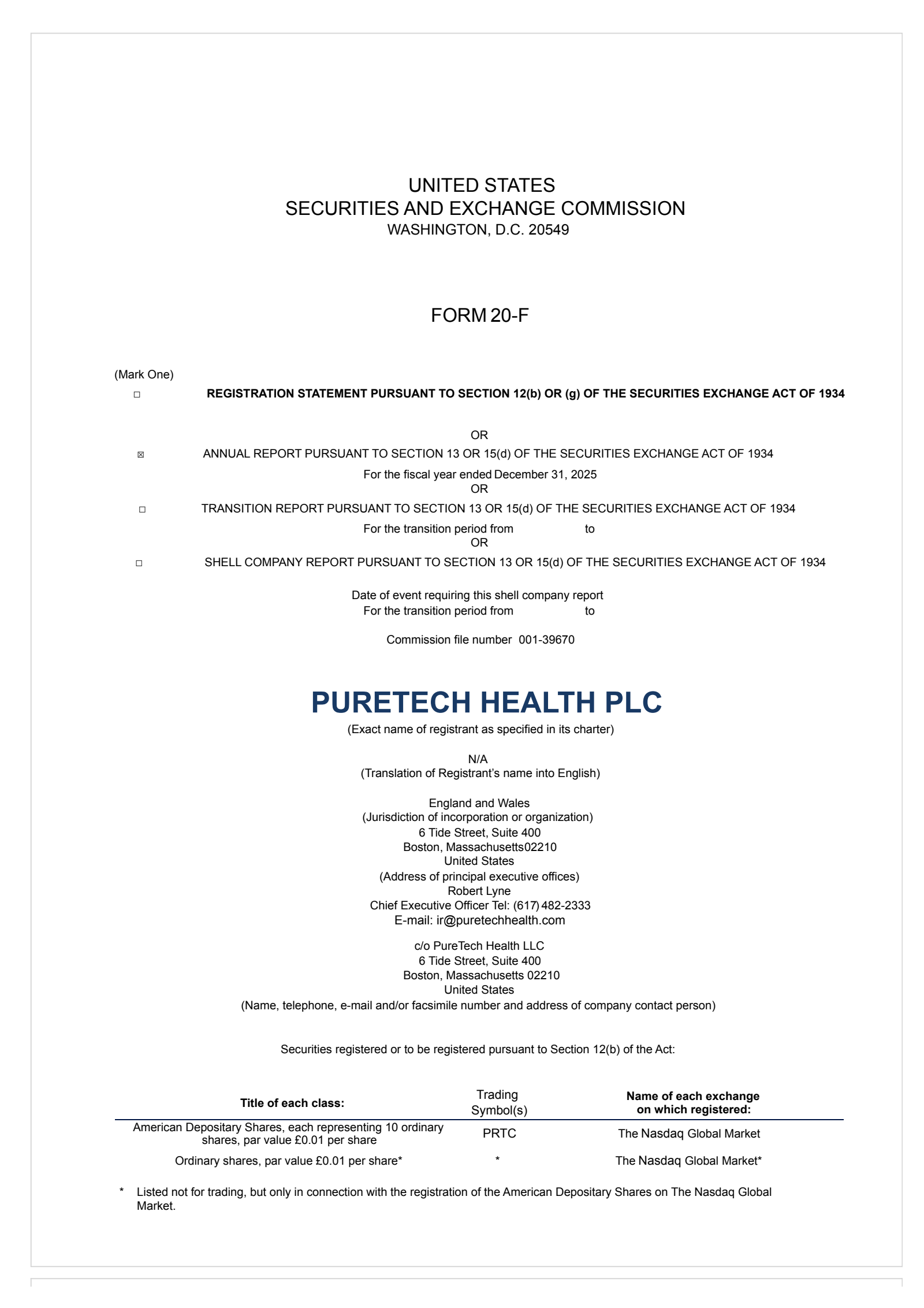 PureTech Health's H2 2025 Annual report