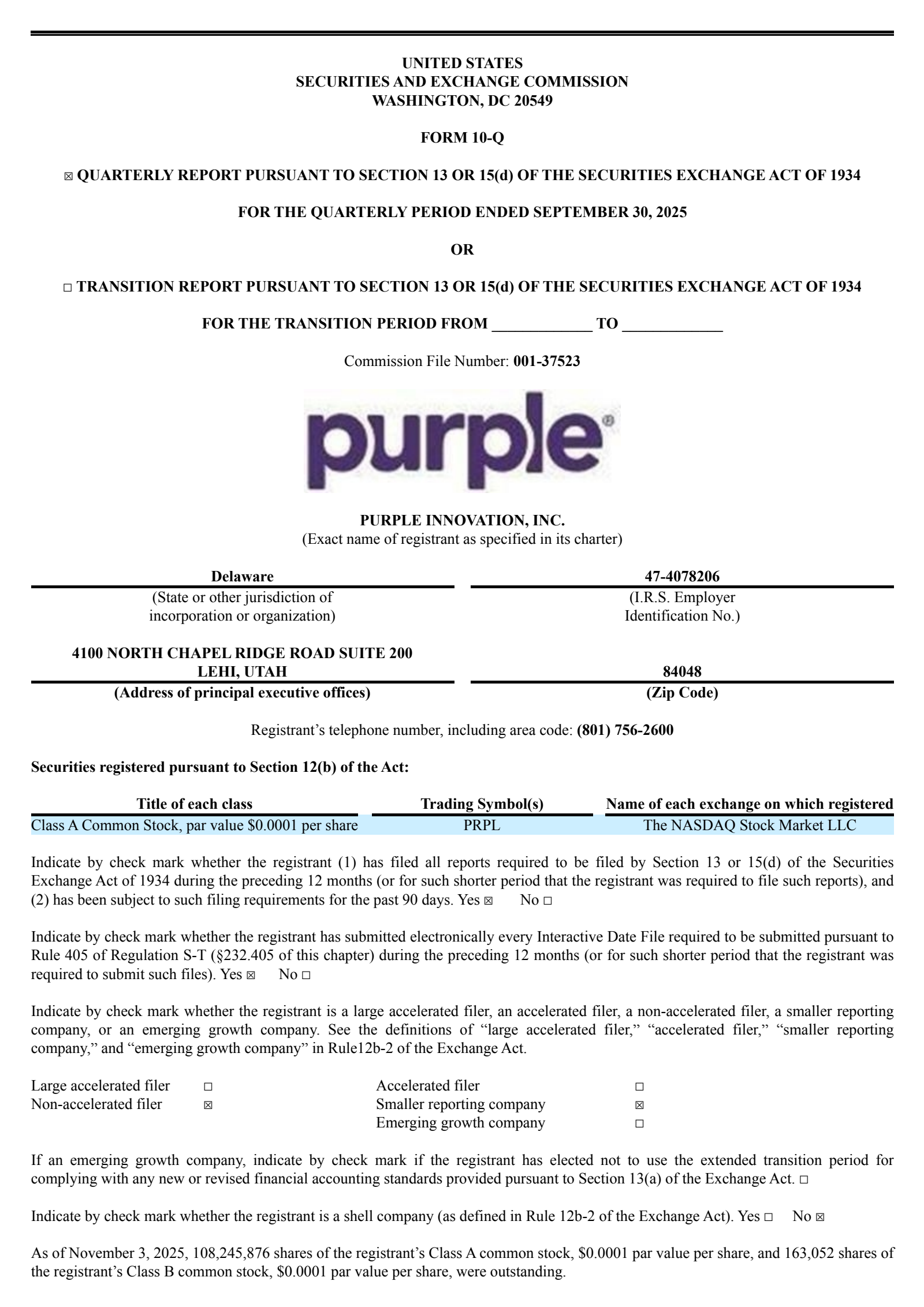 Purple Innovation's Q3 2025 Quarterly Report