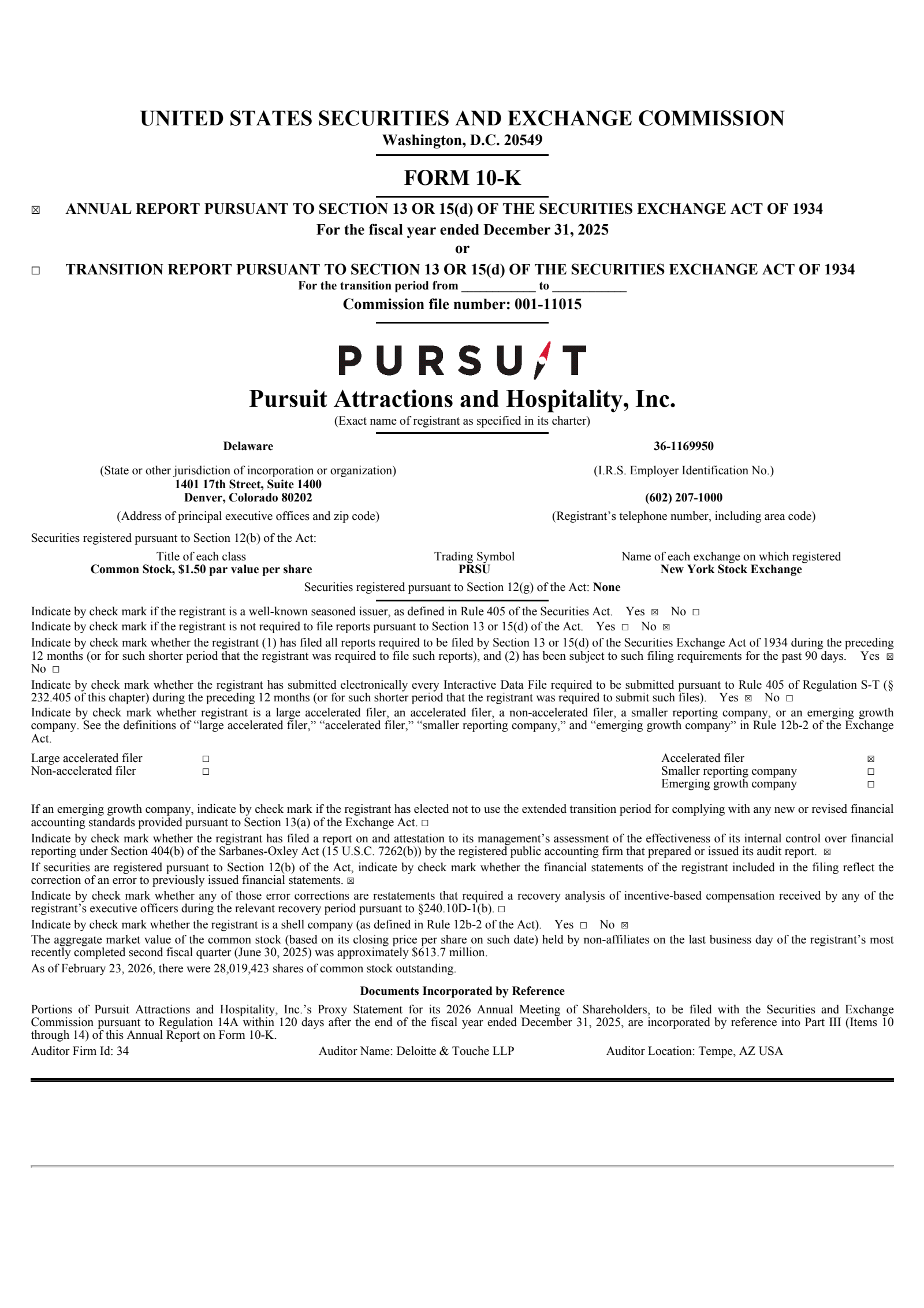 Pursuit Attractions and Hospitality's Q4 2025 Annual report