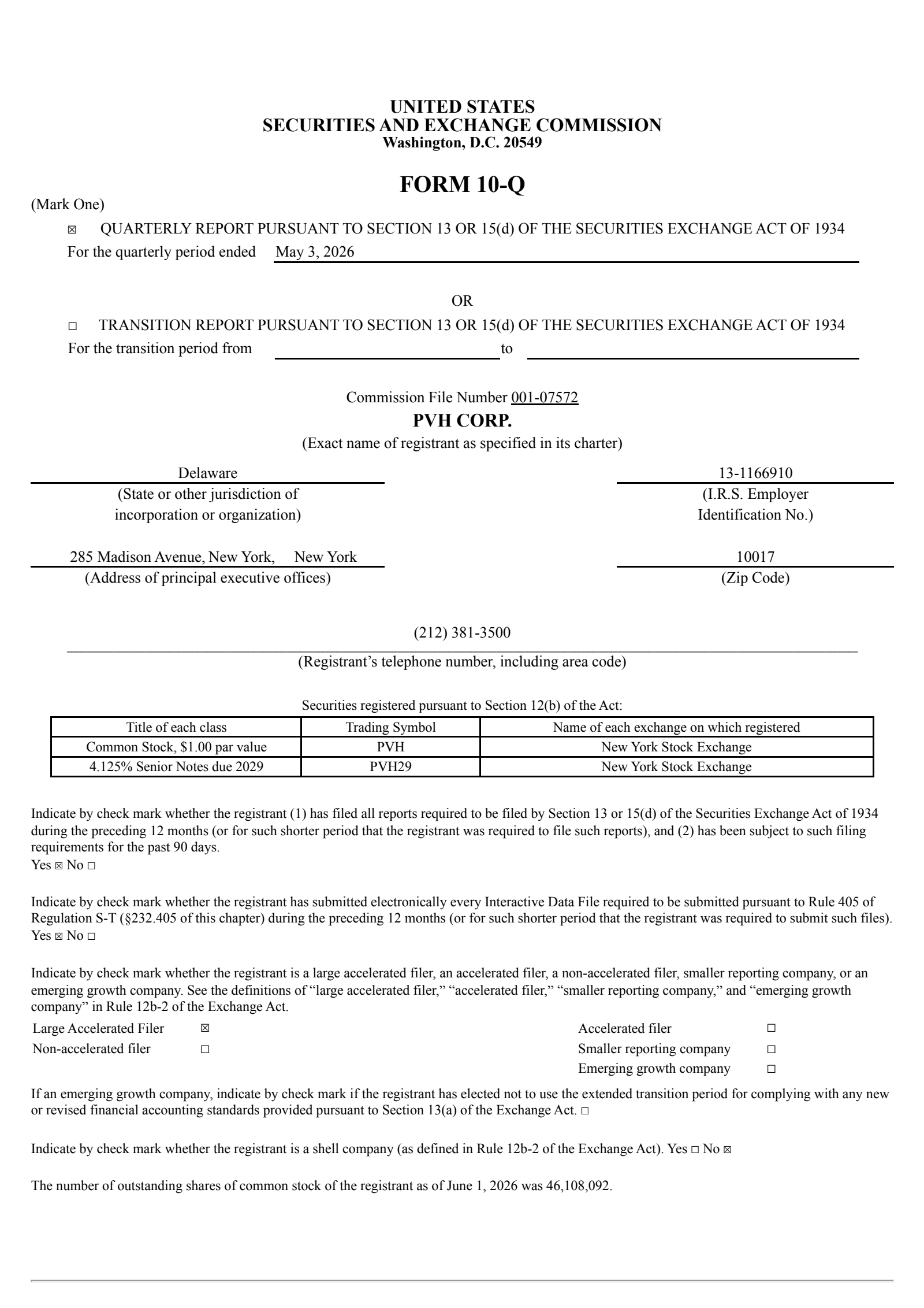 PVH's Q1 2027 Quarterly report