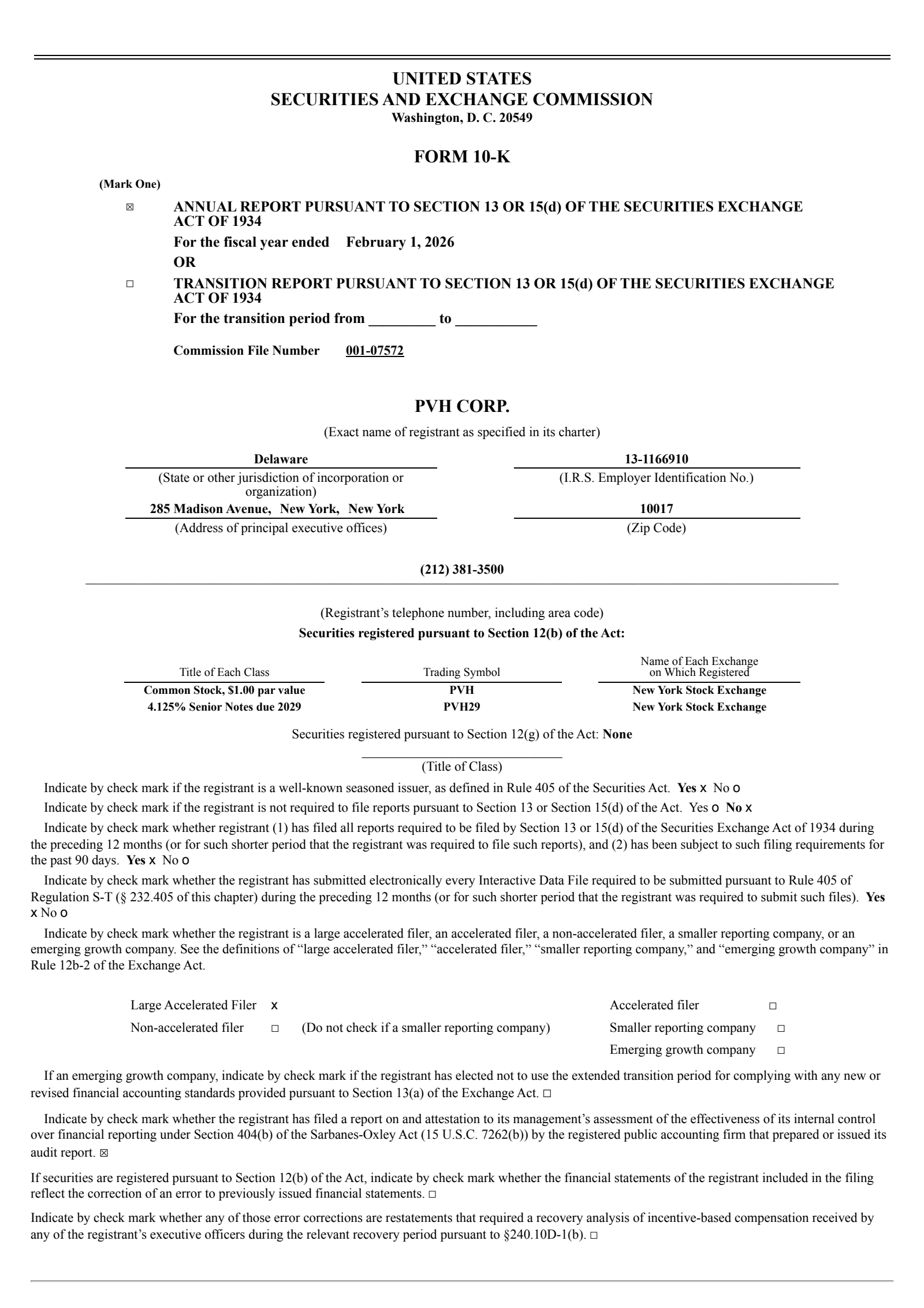 PVH's Q4 2026 Annual report