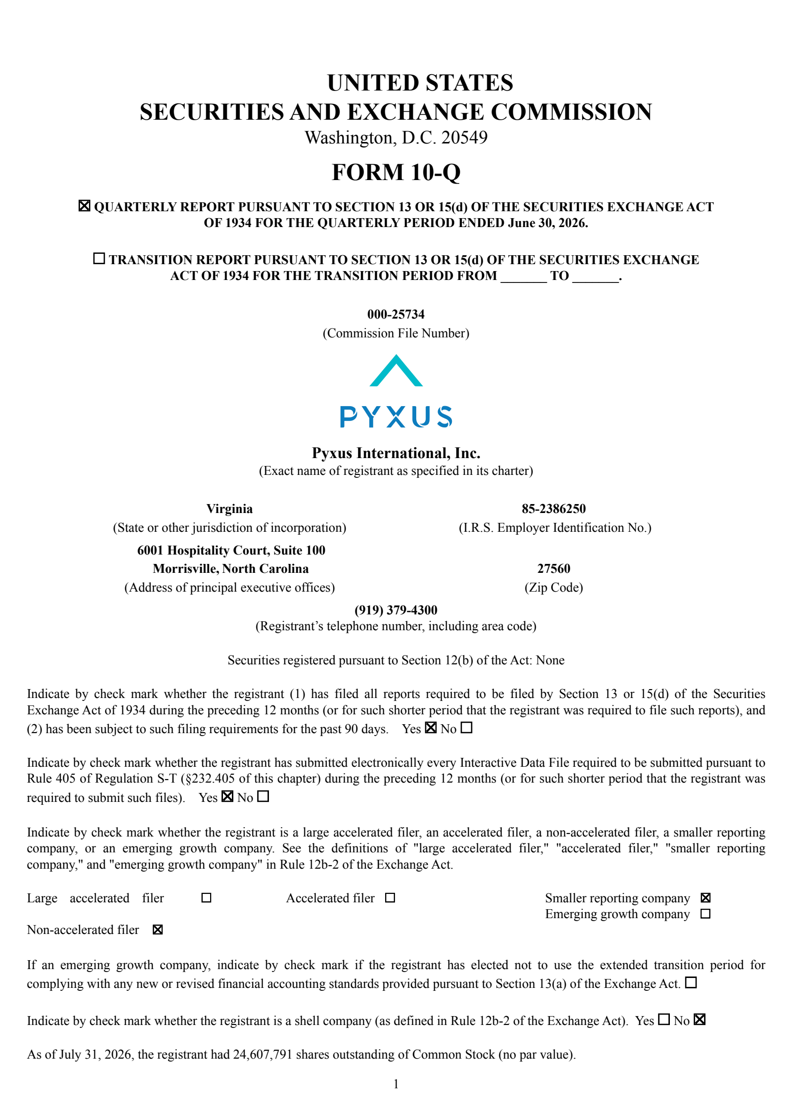 Pyxus International's Q1 2027 Quarterly report
