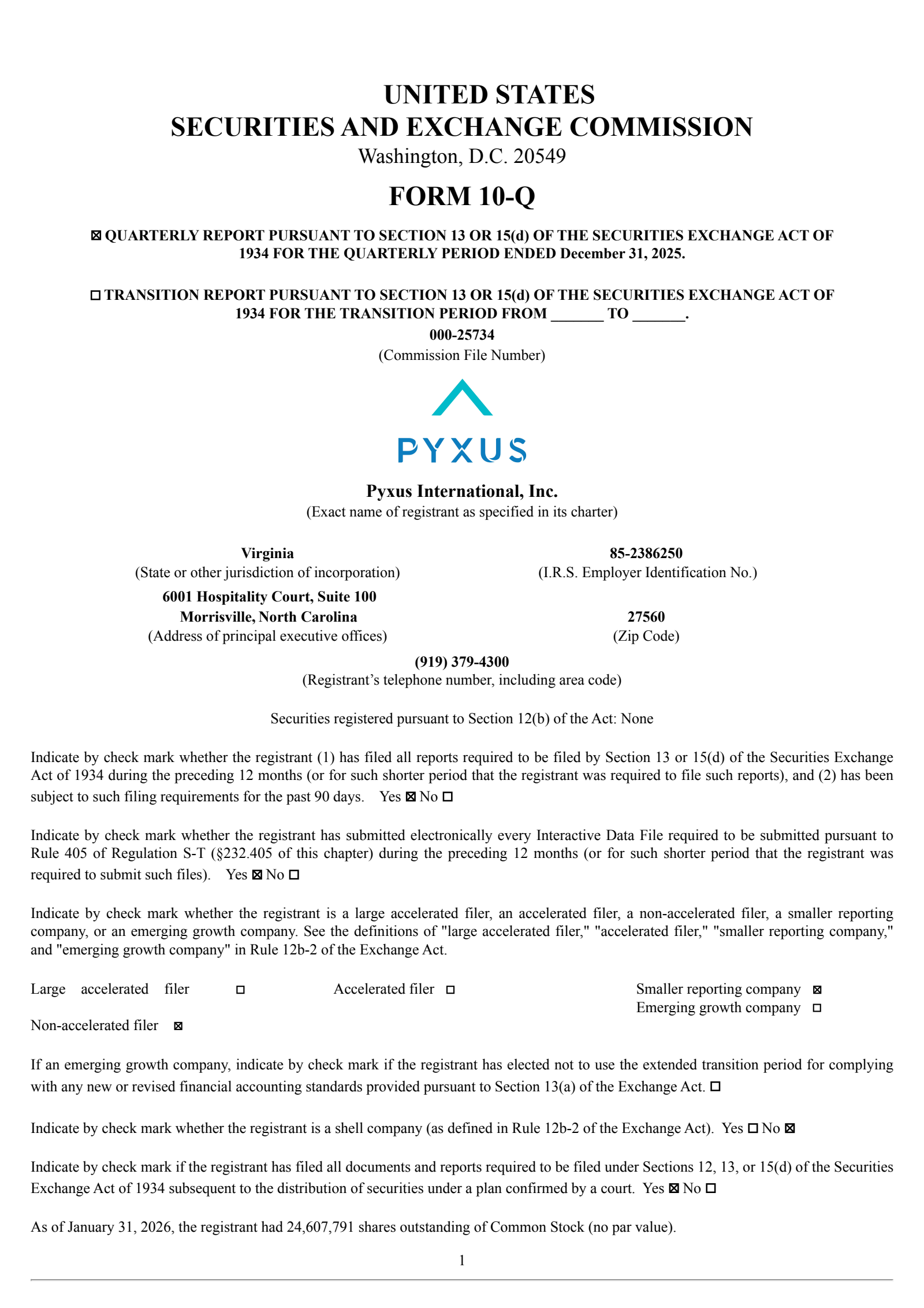 Pyxus International's Q3 2026 Quarterly report