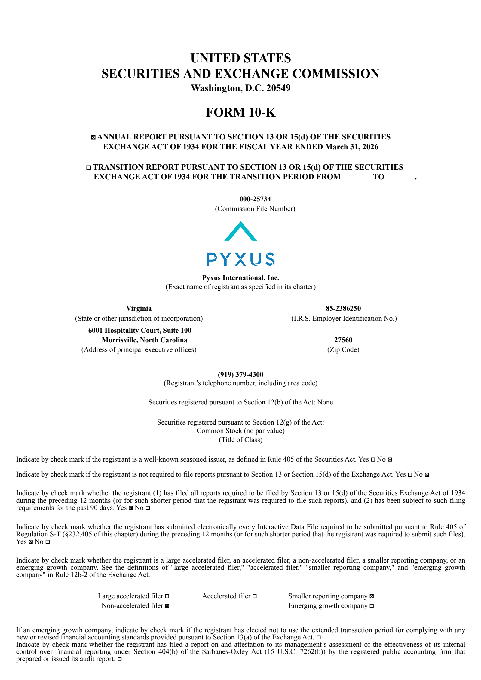 Pyxus International's Q4 2026 Annual report