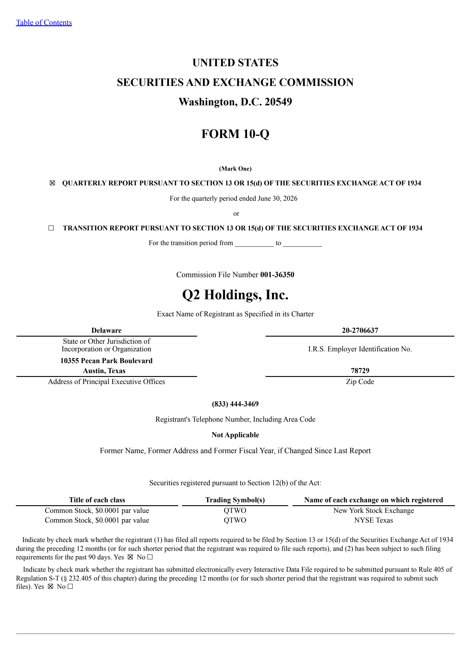 Q2's Q2 2026 Quarterly report