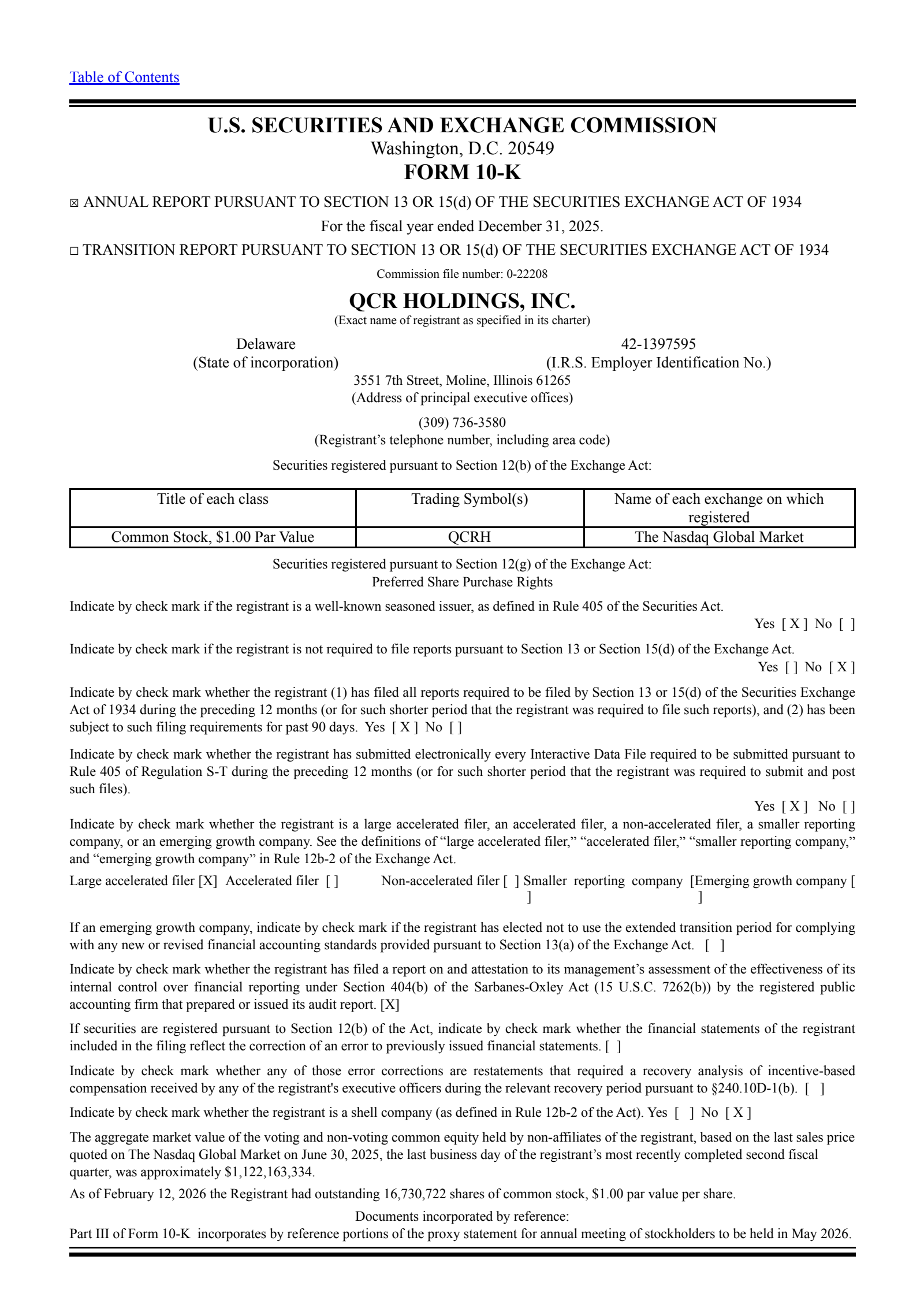 QCR's Q4 2025 Annual report