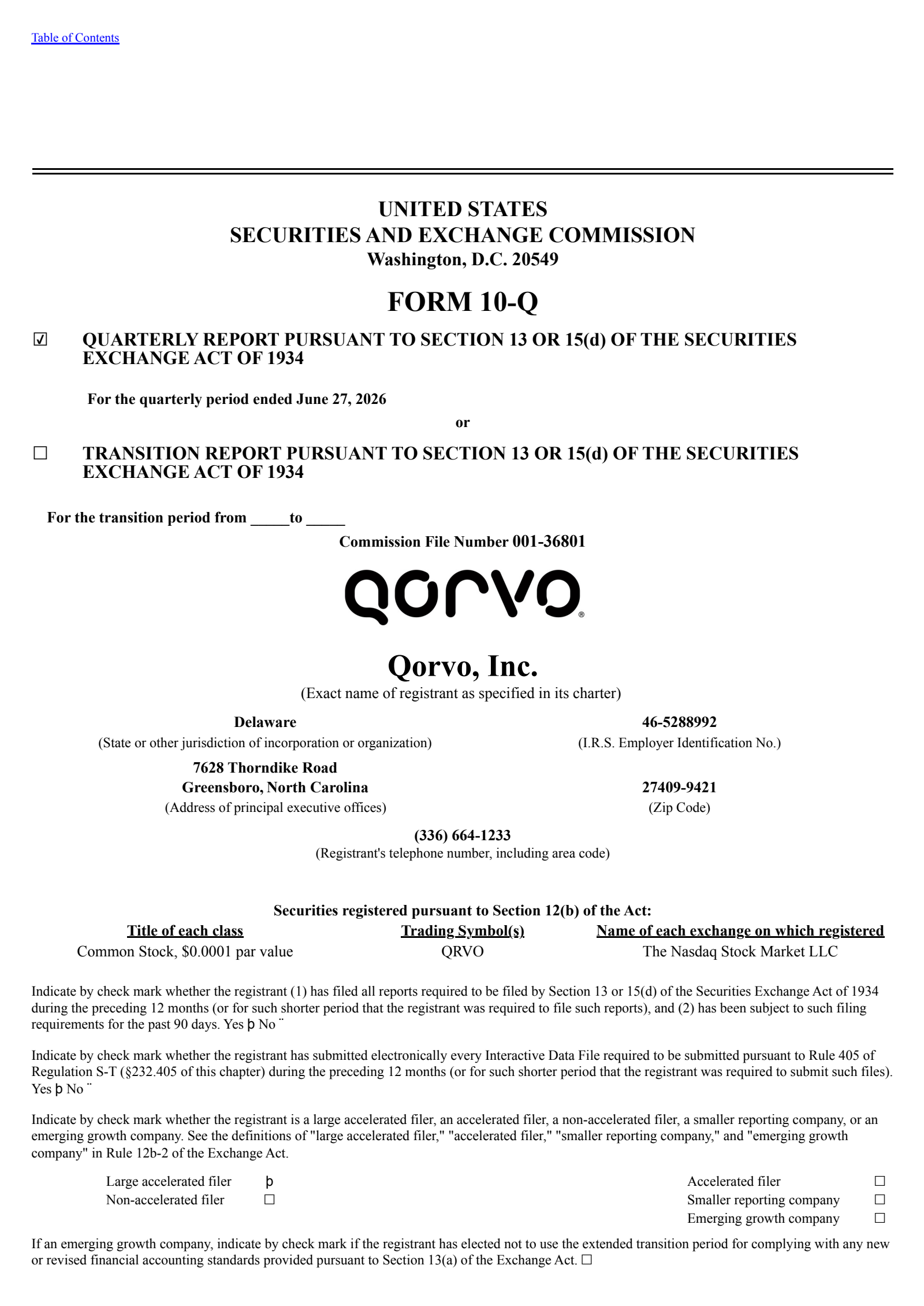 Qorvo's Q1 2027 Quarterly report
