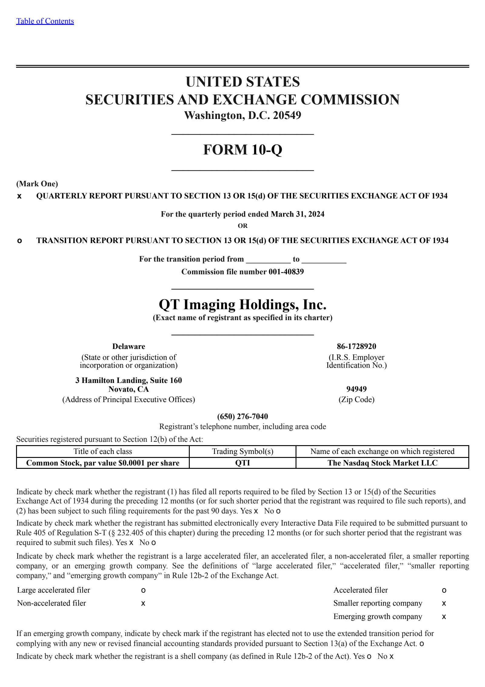 QT Imaging's Q1 2024 Quarterly report