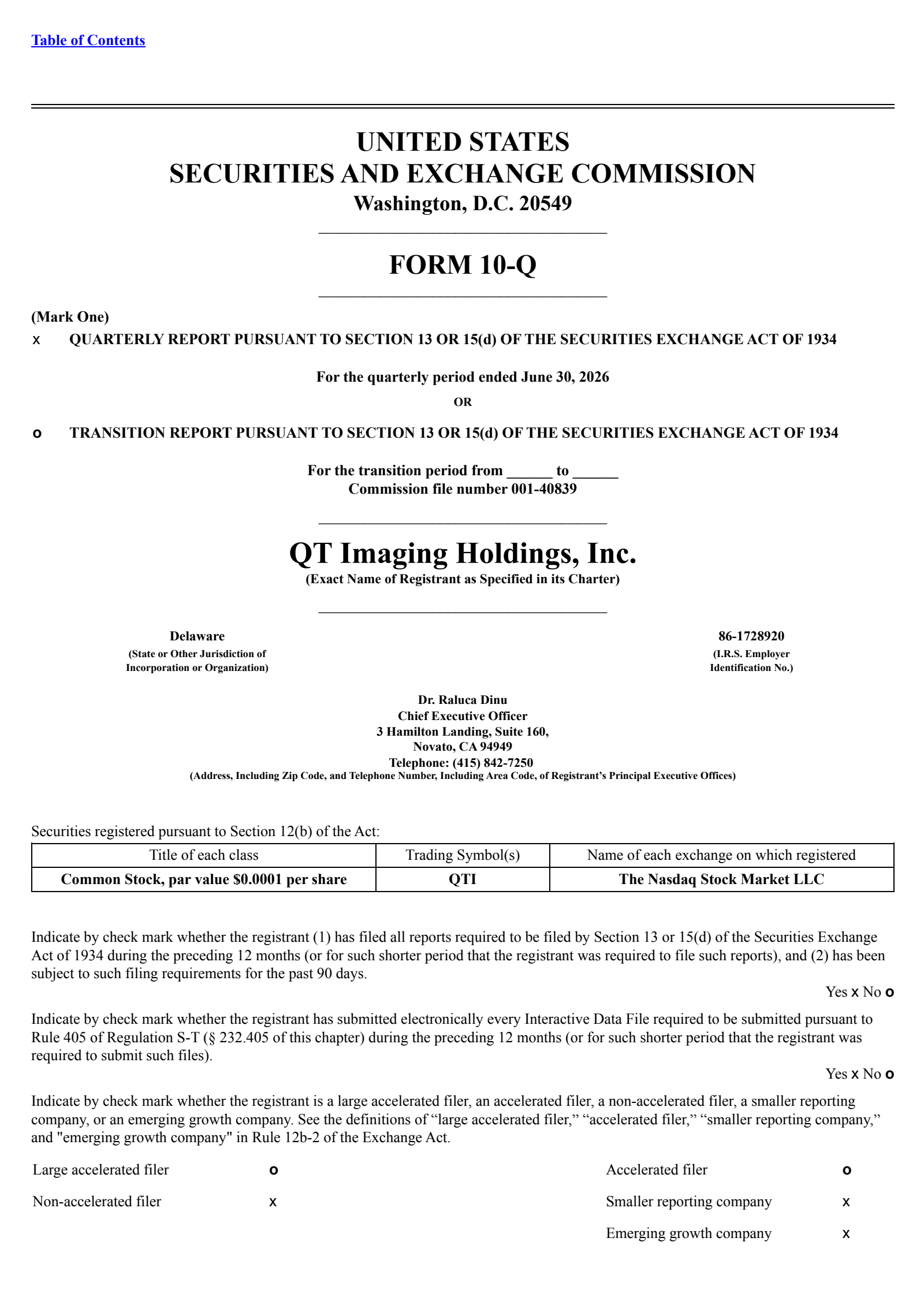 QT Imaging's Q2 2026 Quarterly report
