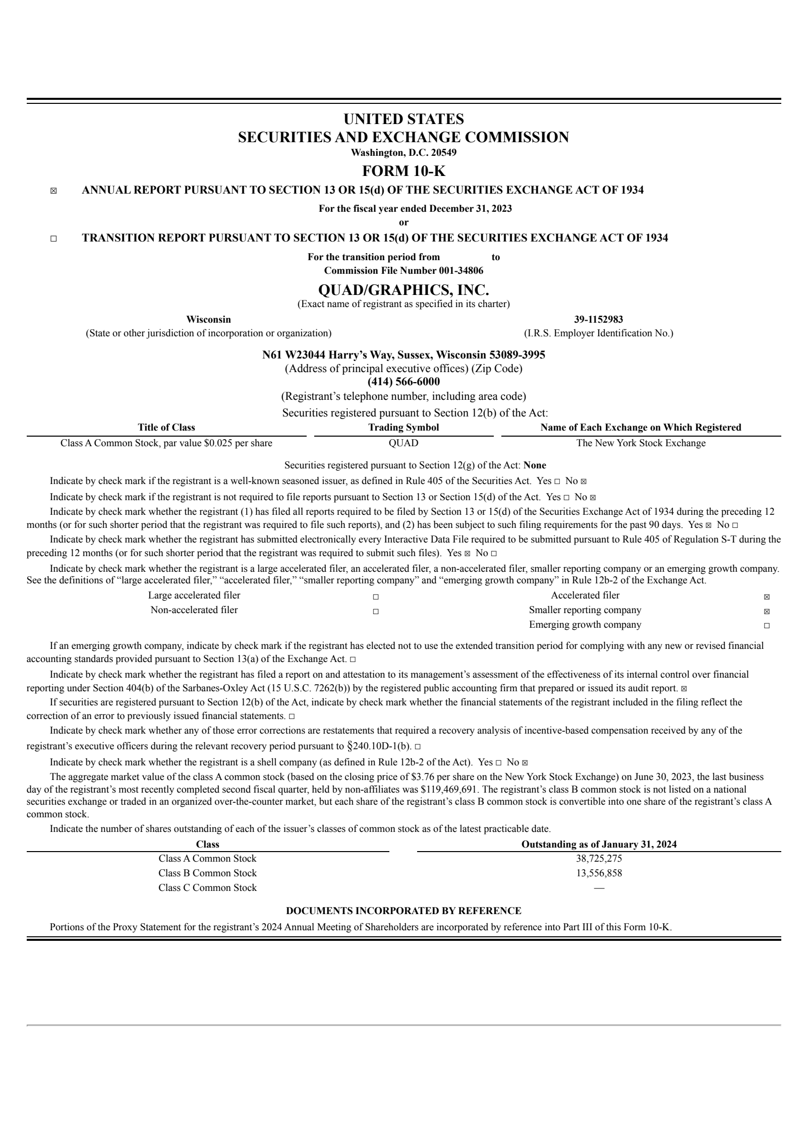 Quad/Graphics' Q4 2023 Annual report