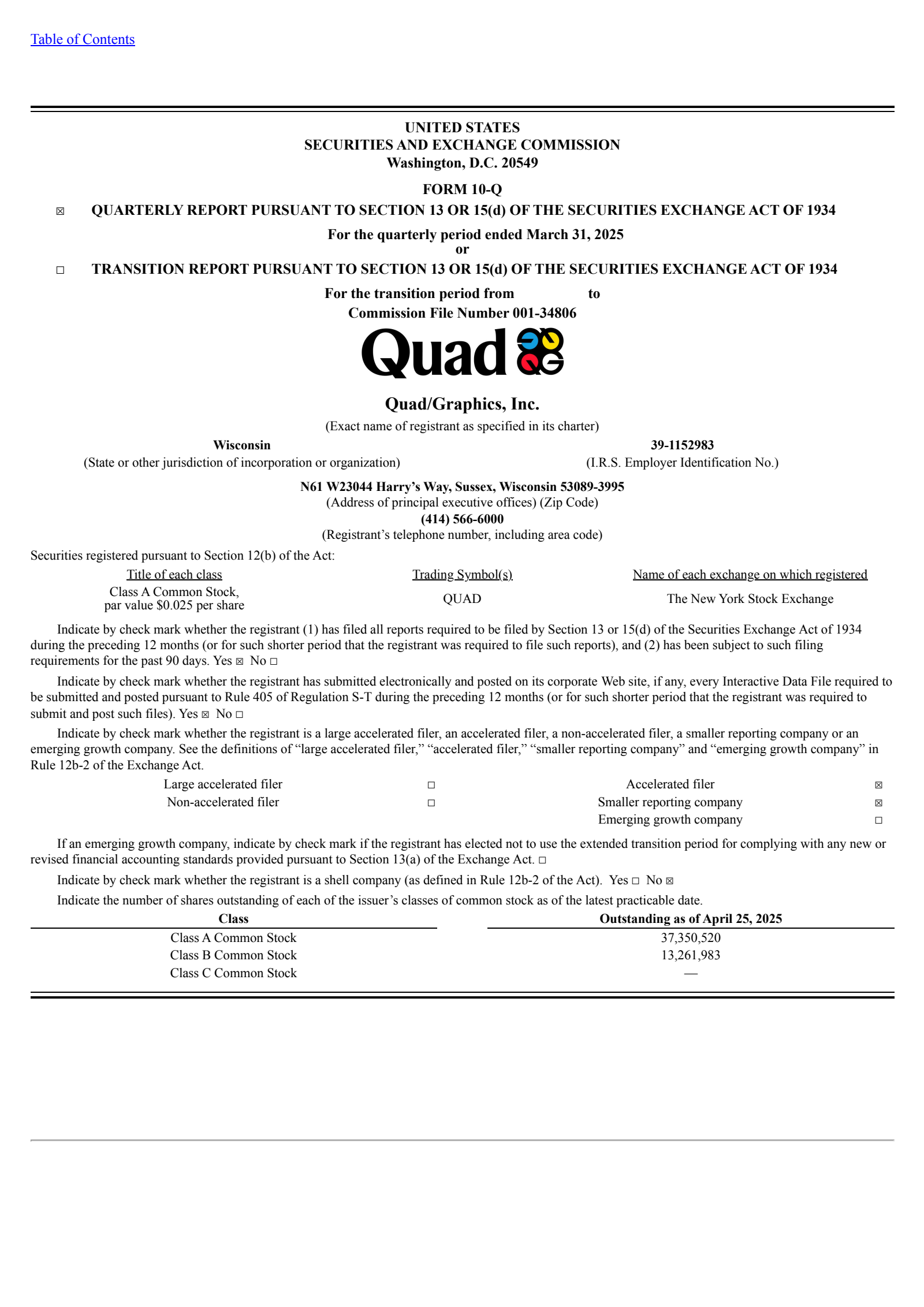 Quad/Graphics' Q1 2025 Quarterly report