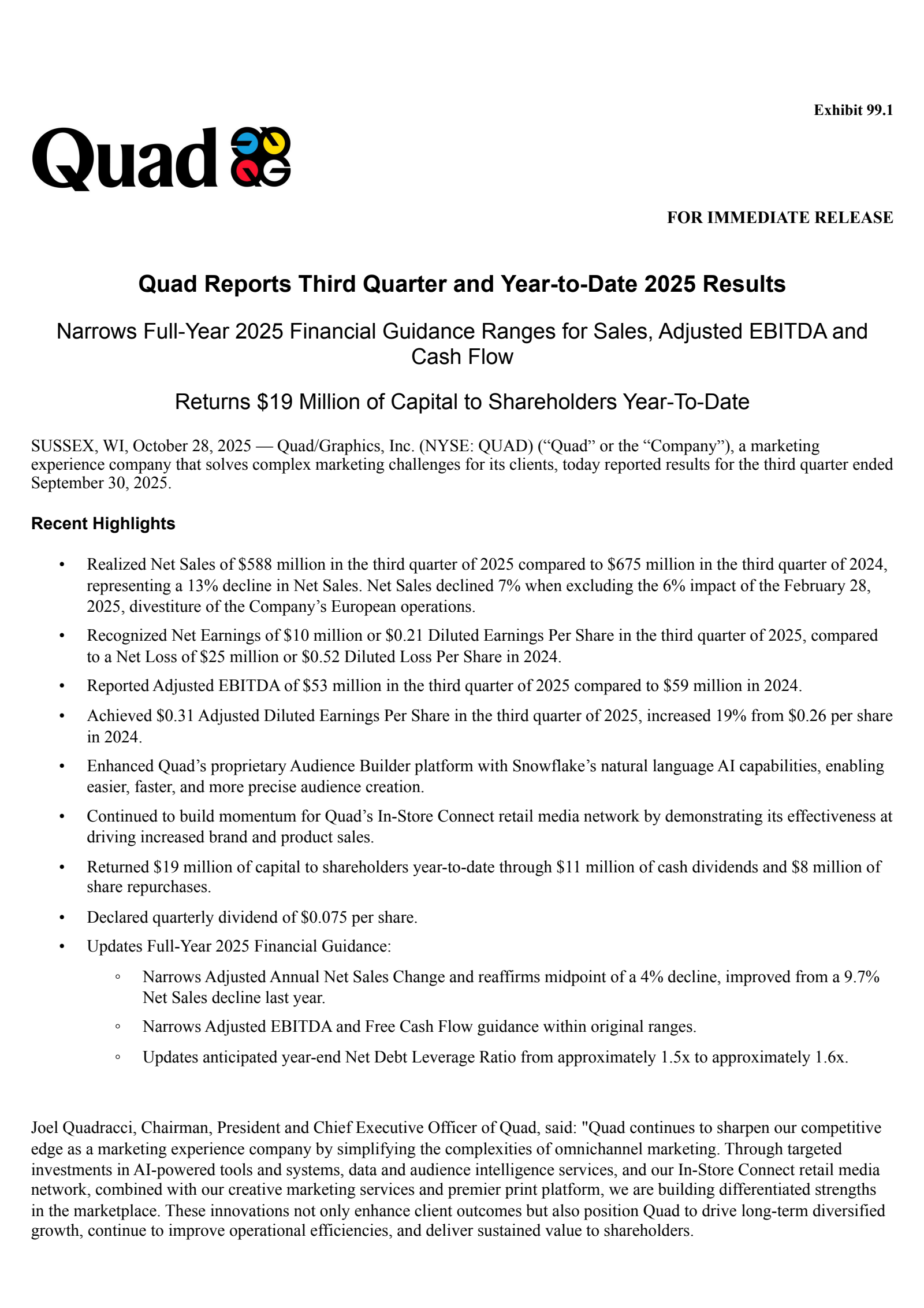 QUAD Q3 2025 Earnings Report on 10/28/2025