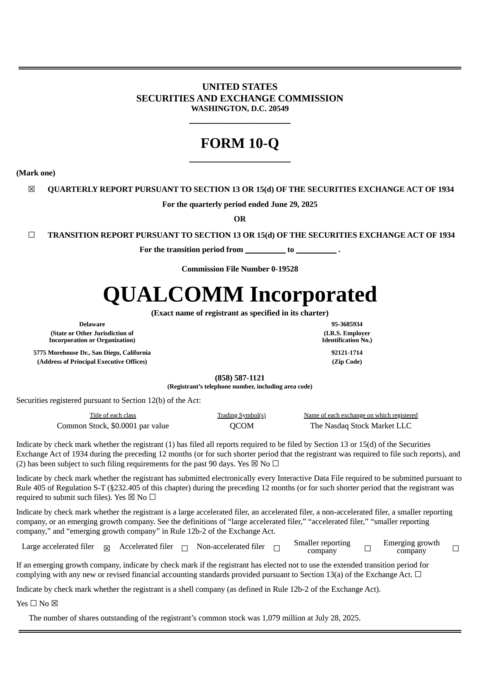 QUALCOMM's Q3 2025 Quarterly report