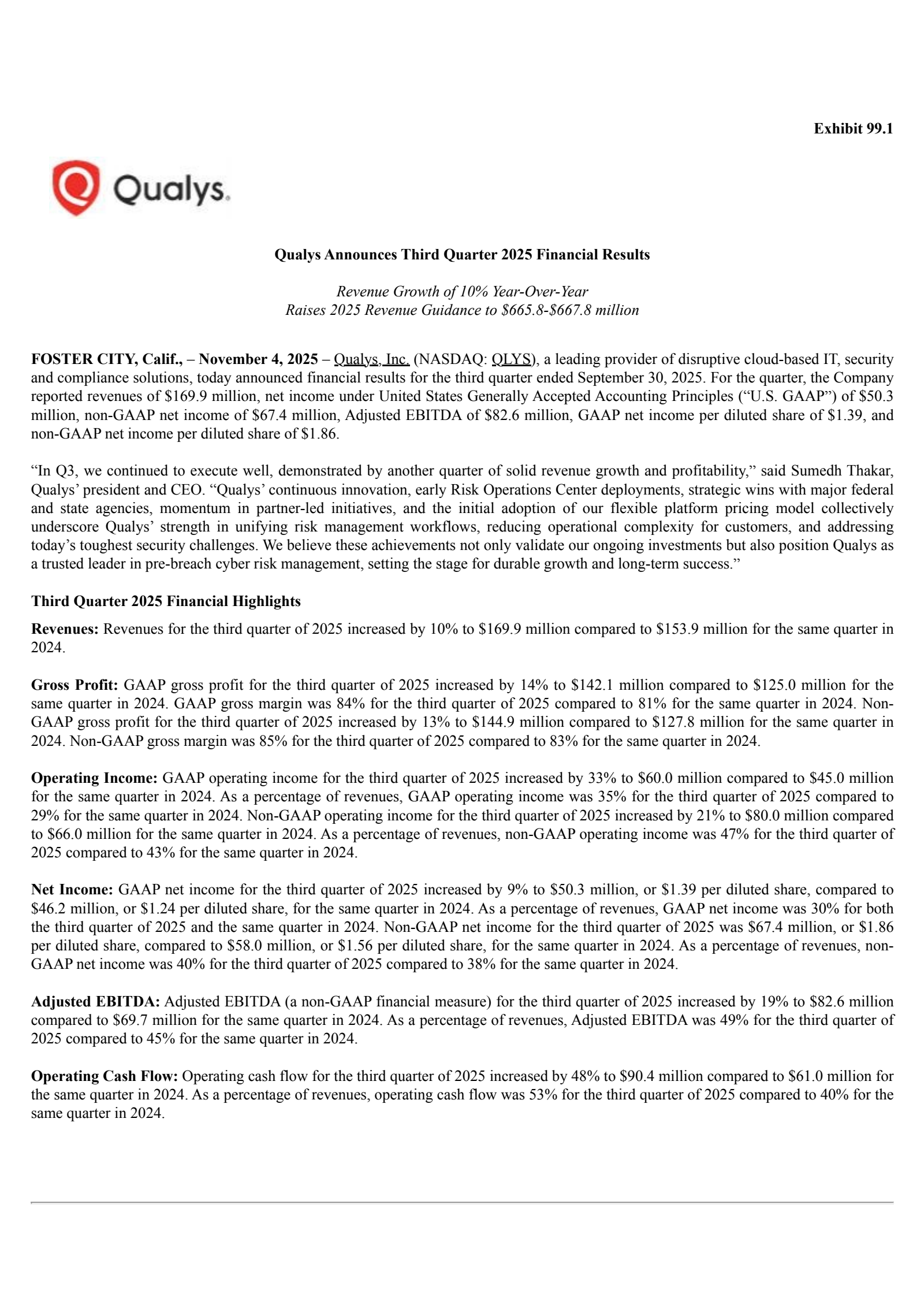 Qualys' Q3 2025 Earnings Release