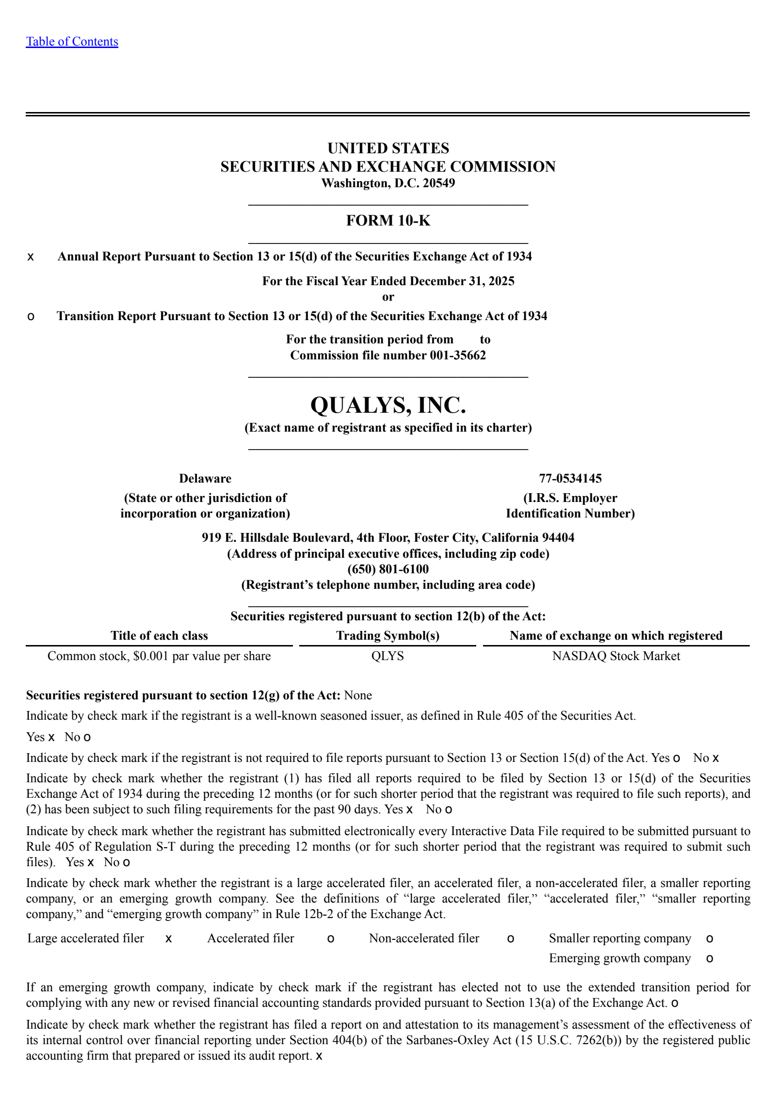 Qualys' Q4 2025 Annual report