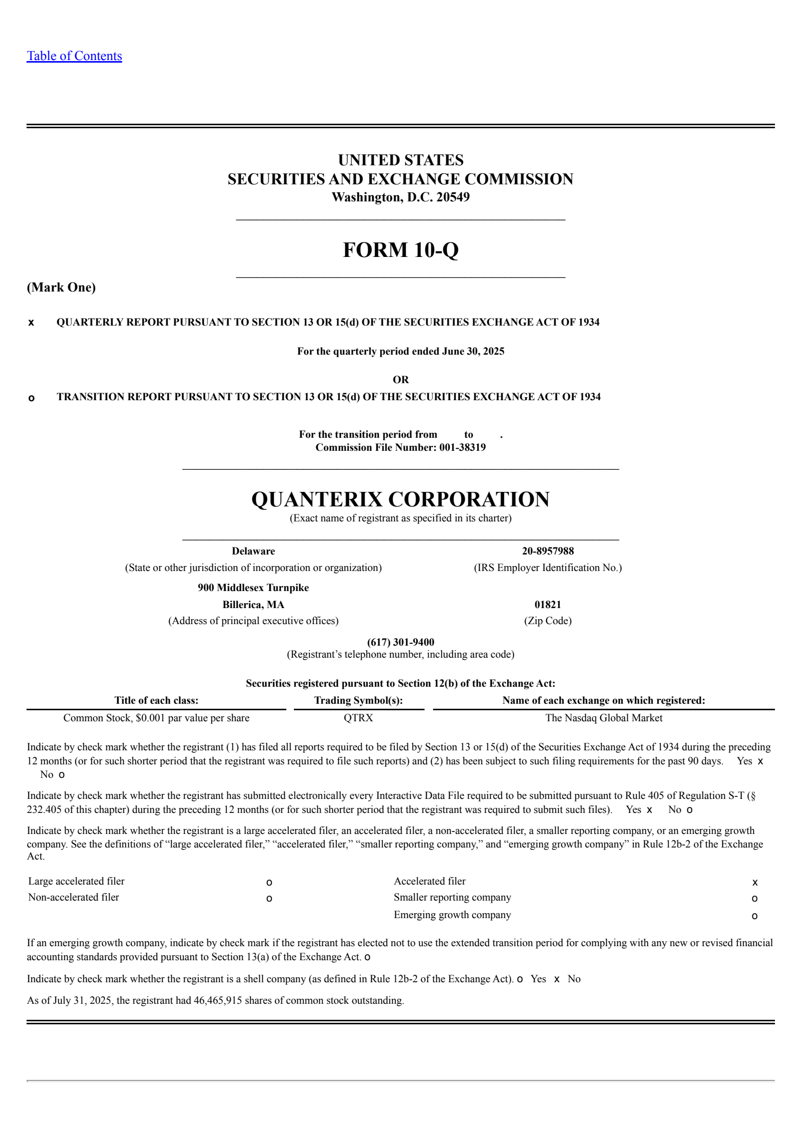 Quanterix's Q2 2025 Quarterly report