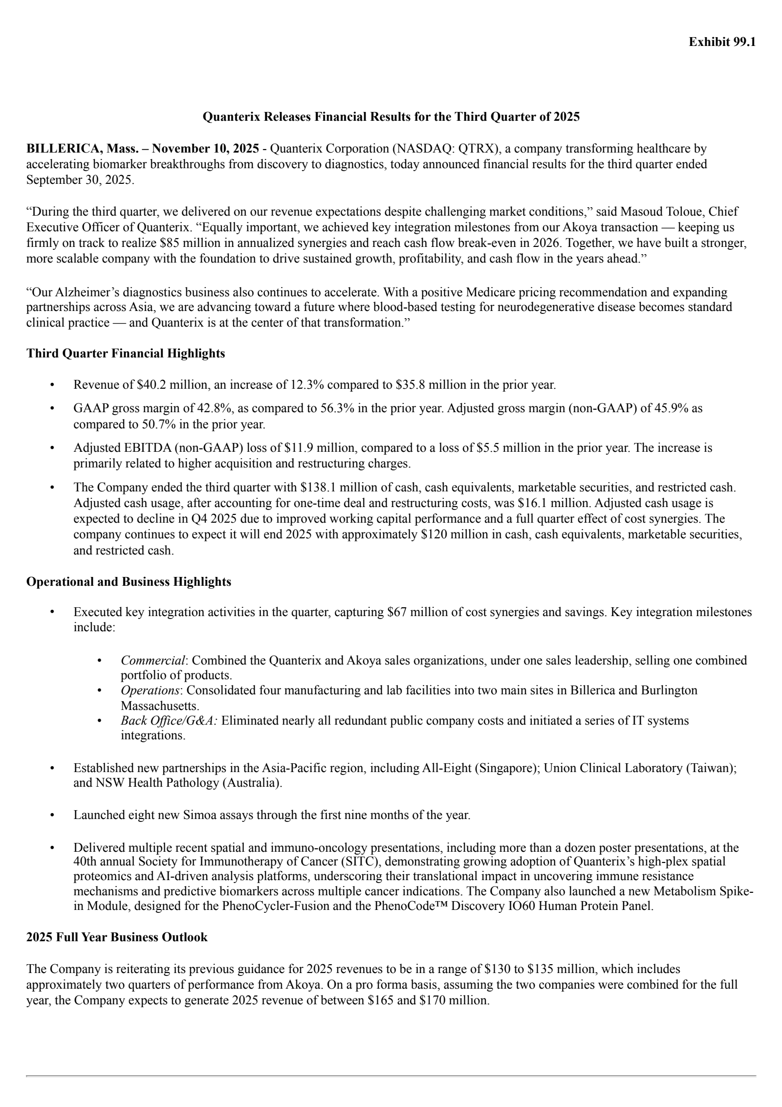 Quanterix's Q3 2025 Earnings Release