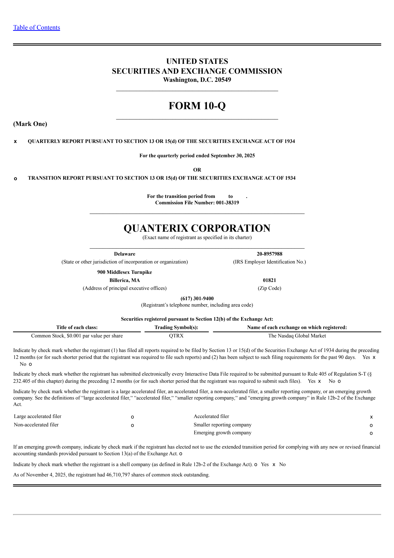 Quanterix's Q3 2025 Quarterly Report
